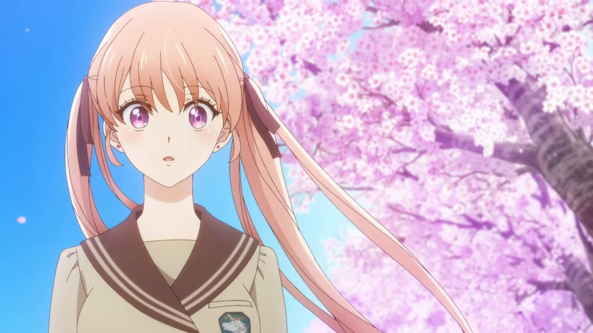 1920x1080 Download Erika Surrounded By Cherry Blossoms Couple Of Cuckoos Anime Scene Wallpaper
