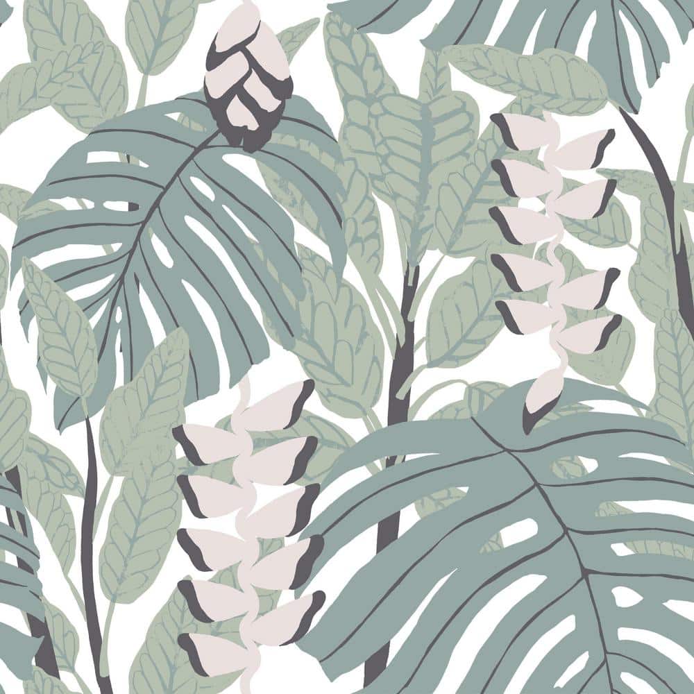 1000x1000 RoomMates Green and Pink Bunaken Peel and Stick Wallpaper (Covers 28.29 sq. ft.) RMK11529RL Home Depot