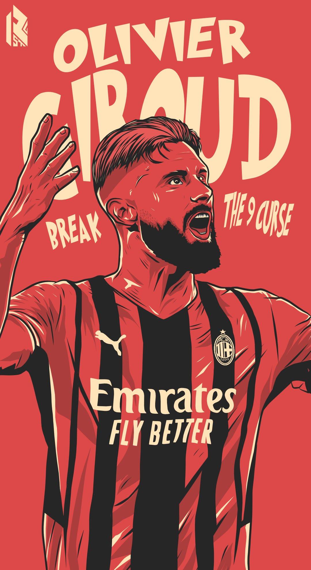 1080x1980 Regista Giroud wallpaper edition. The no.9 of milan. More goals to come baby