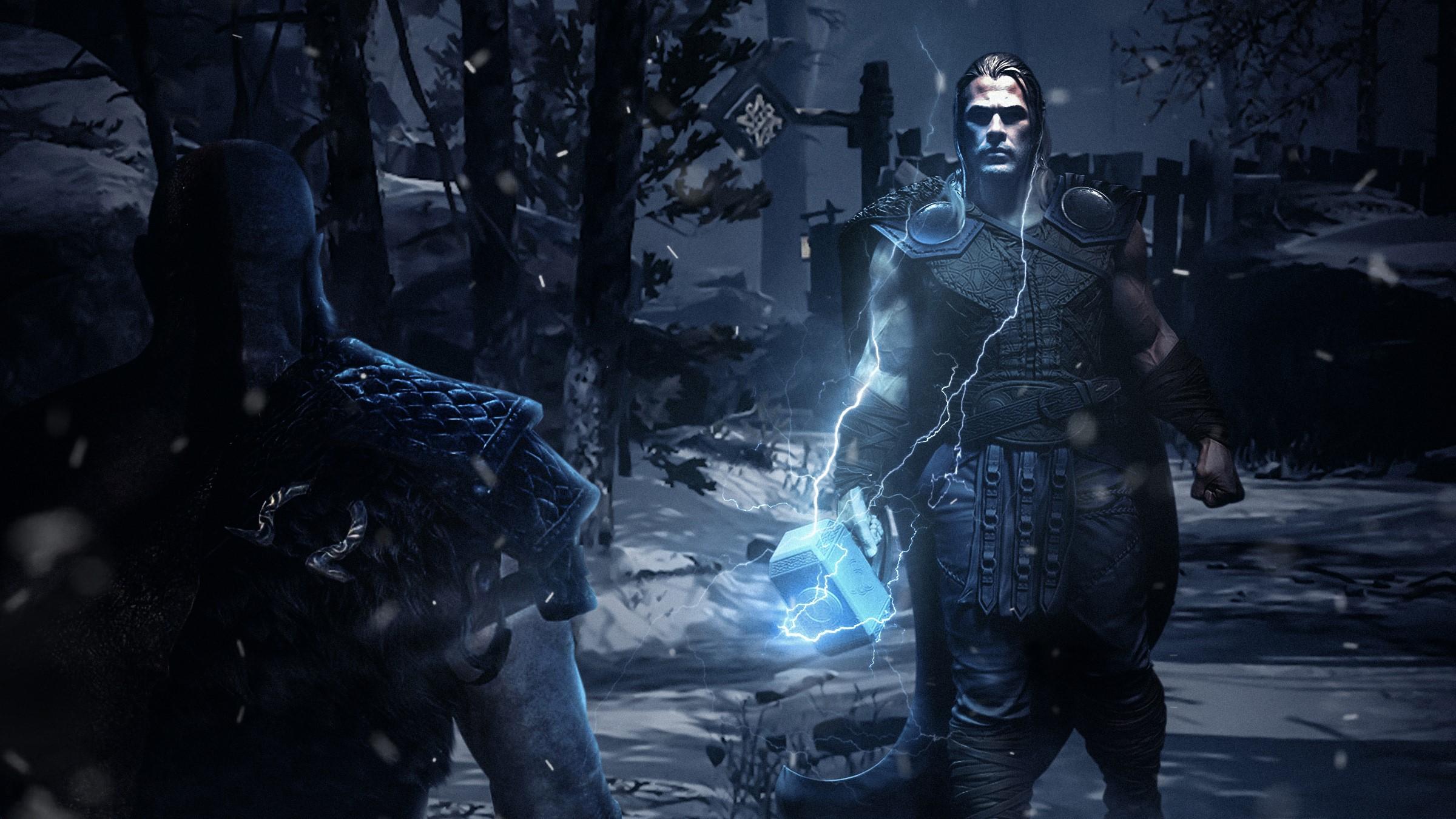 2400x1350 Wallpaper / thor, superheroes, kratos, artist, artwork, digital art, hd, behance free download