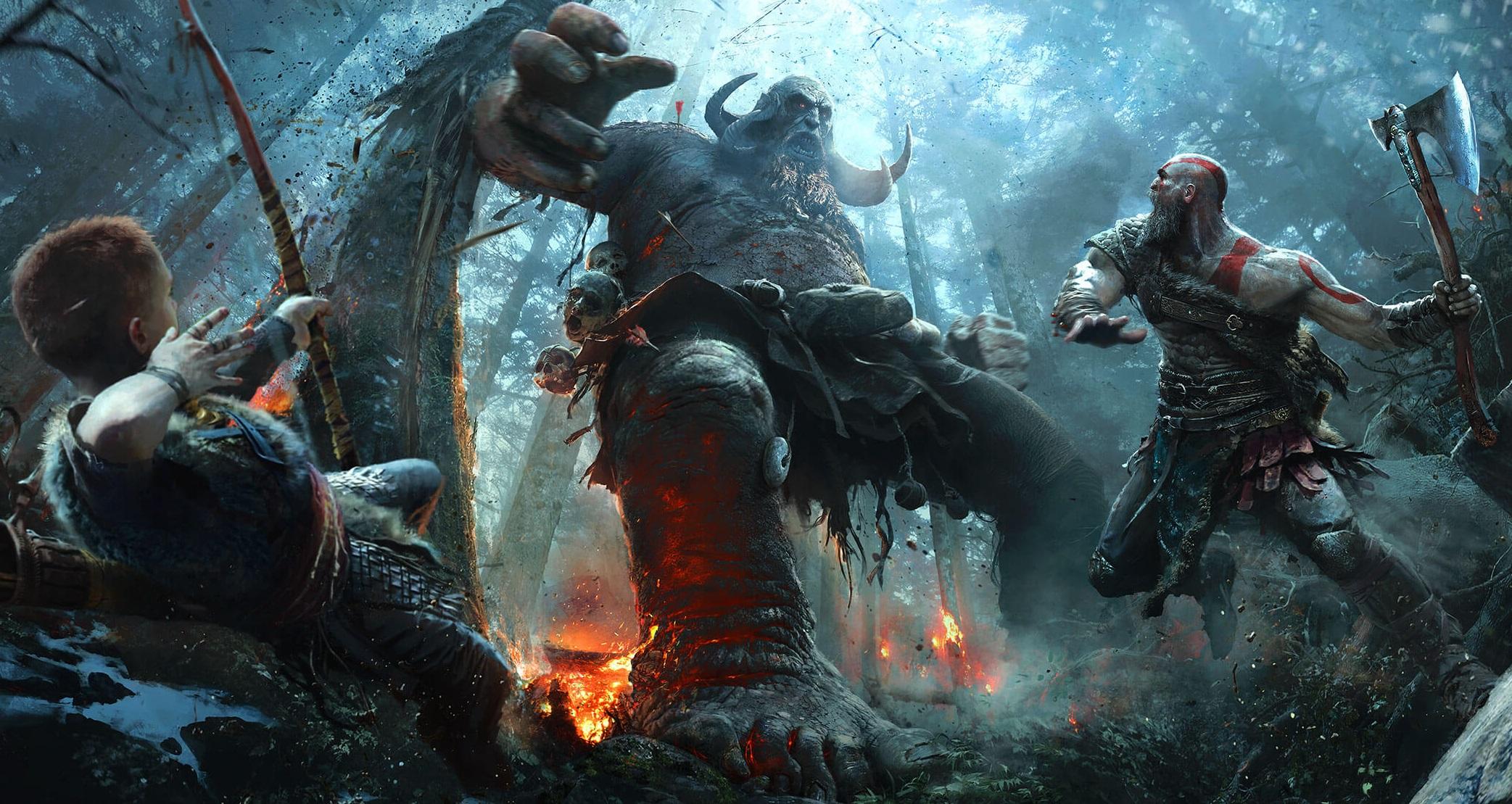 2085x1109 Wallpaper God of War, Kratos, God of War Ii, Playstation pc Game, Background Free Image