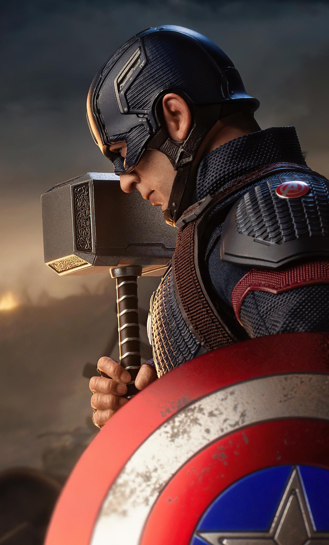 1280x2120 Captain America With Hammer And Shield iPhone HD 4k Wallpaper, Image, Background, Photo and Picture