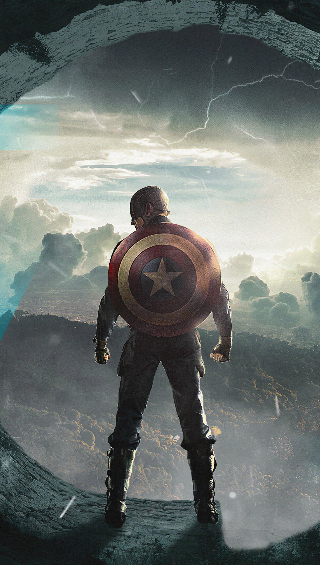 1360x2400 Captain America from the back Wallpaper 4k Ultra HD