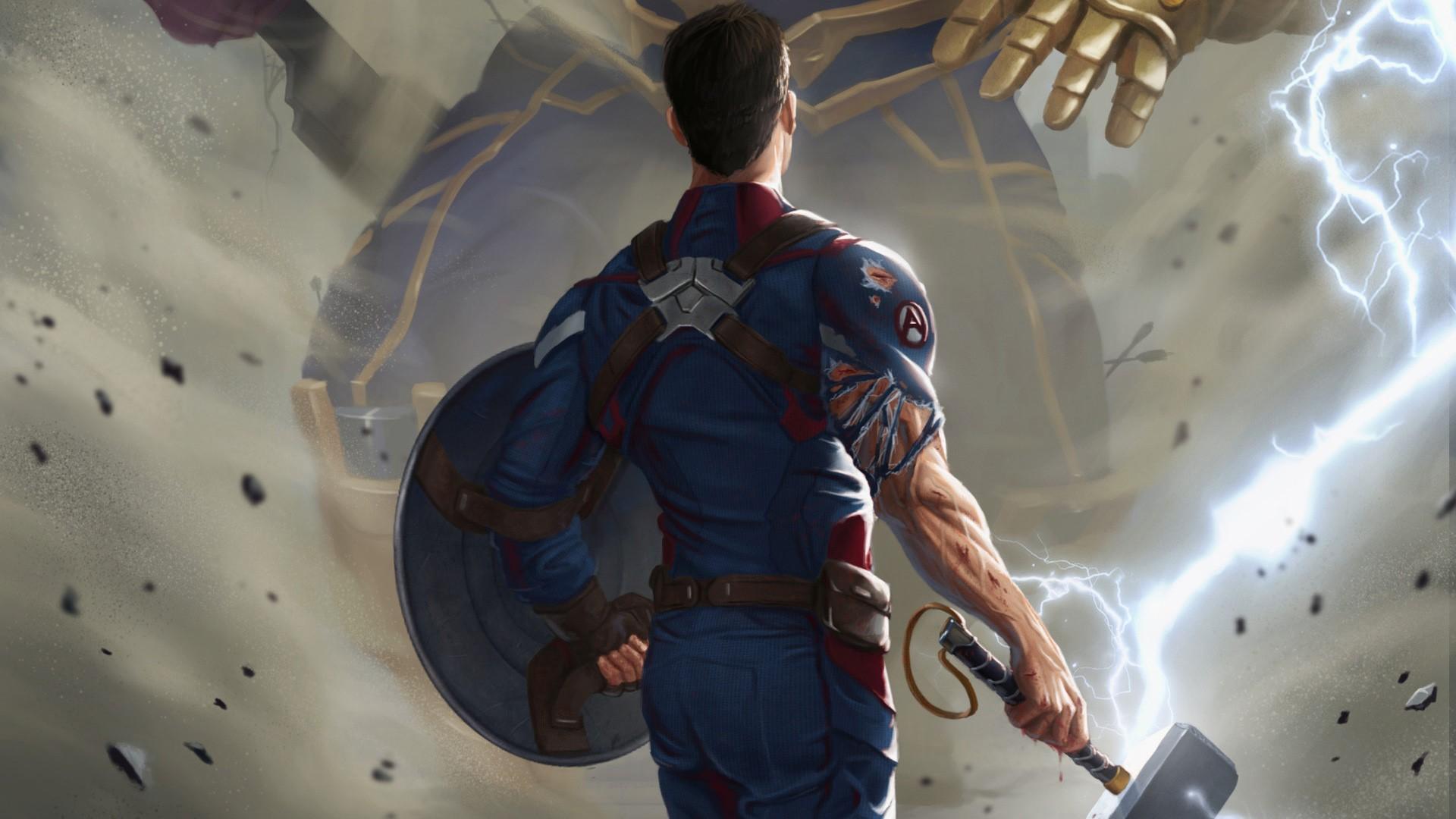 1920x1080 Wallpaper / captain america, hd, artist, artwork, thanos, artstation, digital art, avengers 4 free download