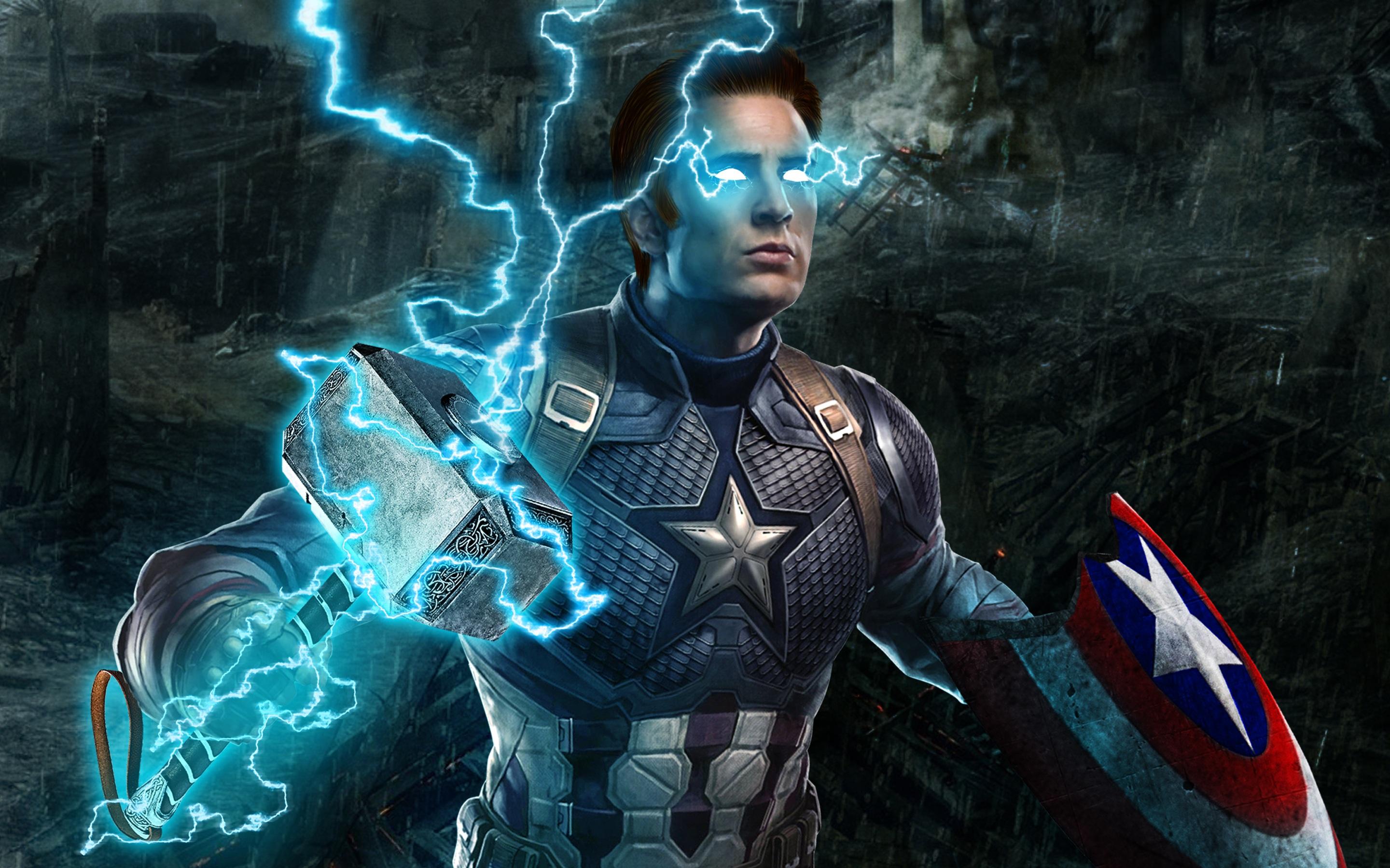 2880x1800 Wallpaper 4k Captain America Mjolnir Avengers Endgame 4k Wallpaper