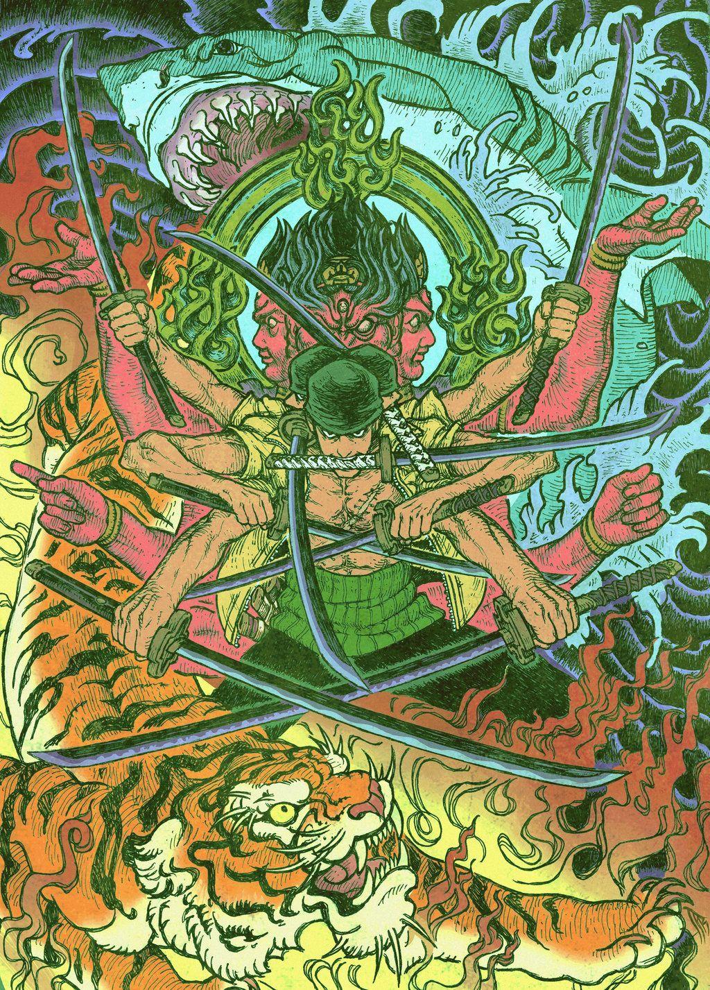 1024x1427 Zoro Ashura Wallpaper