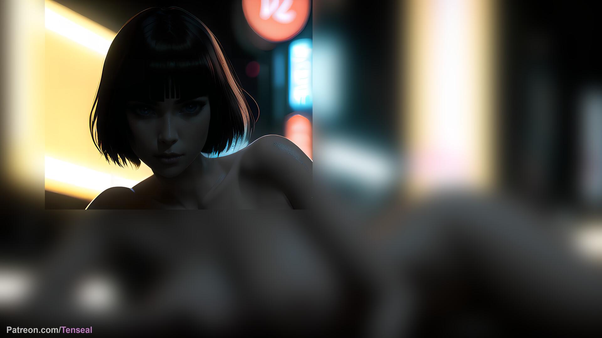 1920x1080 Neon City Girl Wallpaper (AI.Edit)