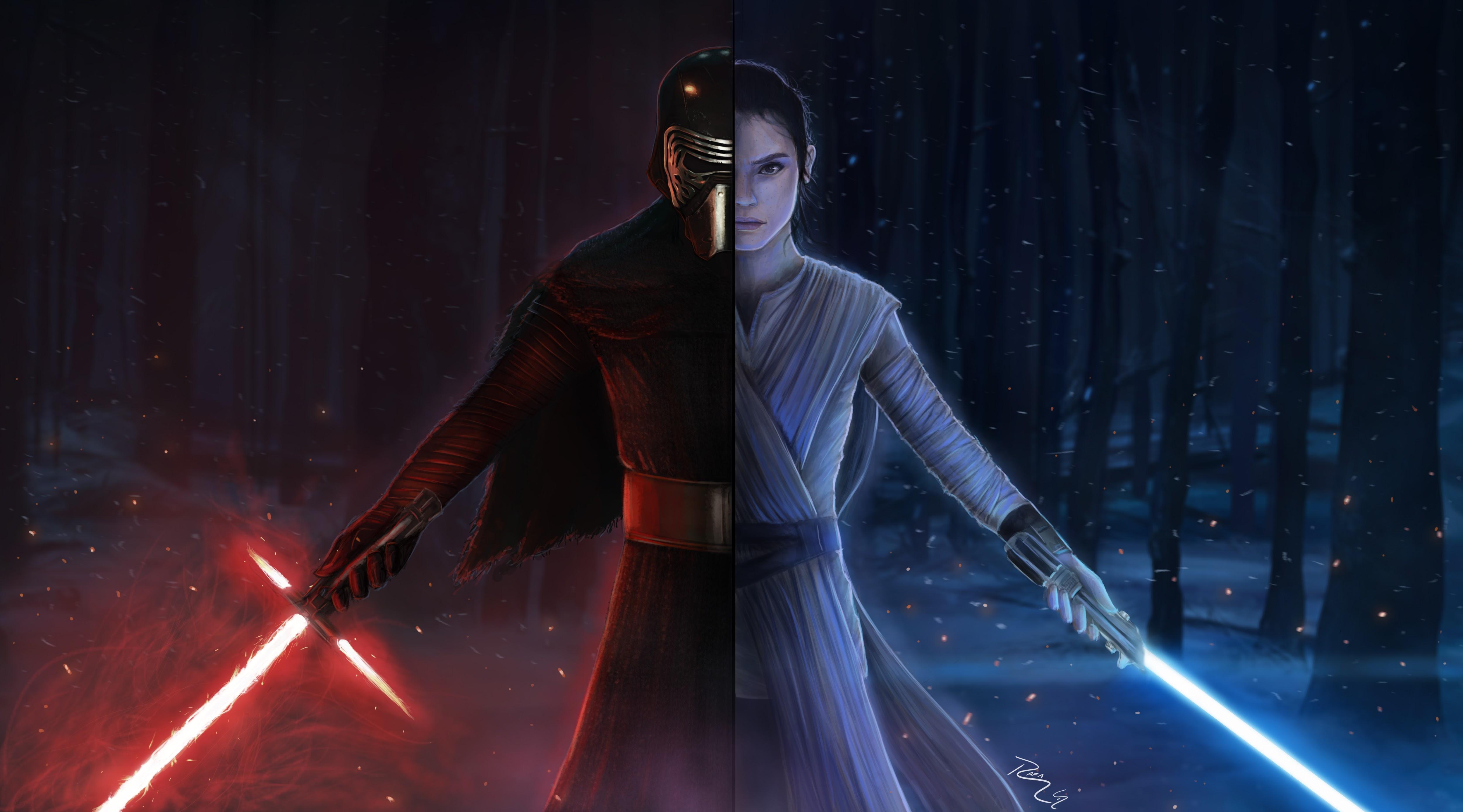 5000x2777 Wallpaper Rey, Supreme Leader Snoke, Luke Skywalker, Star Wars, Darkness, Background Free Image