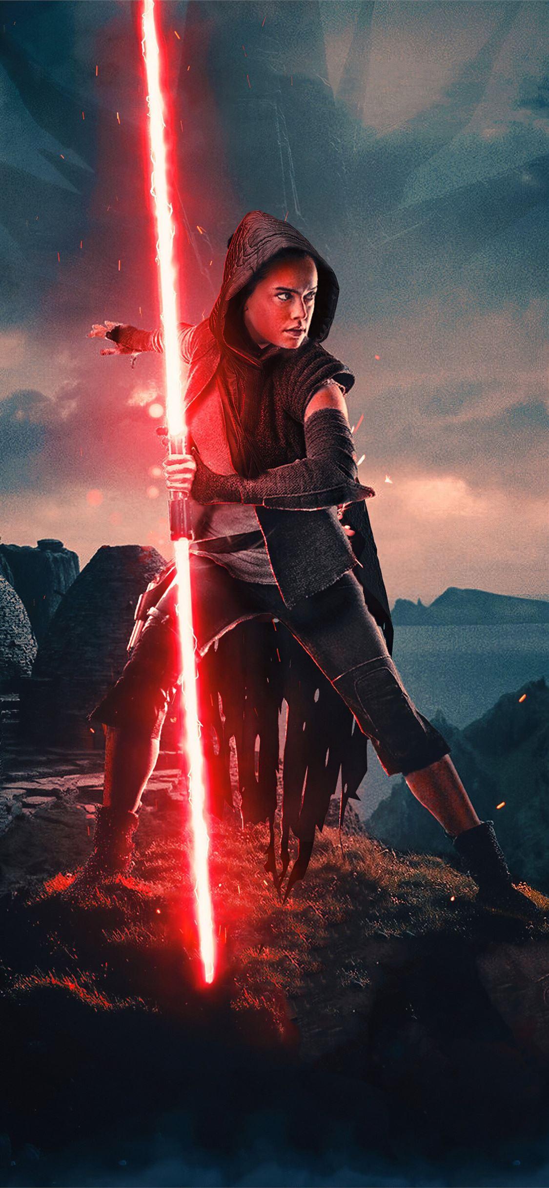 1125x2436 rey red light saber iPhone 11 Wallpaper Free Download