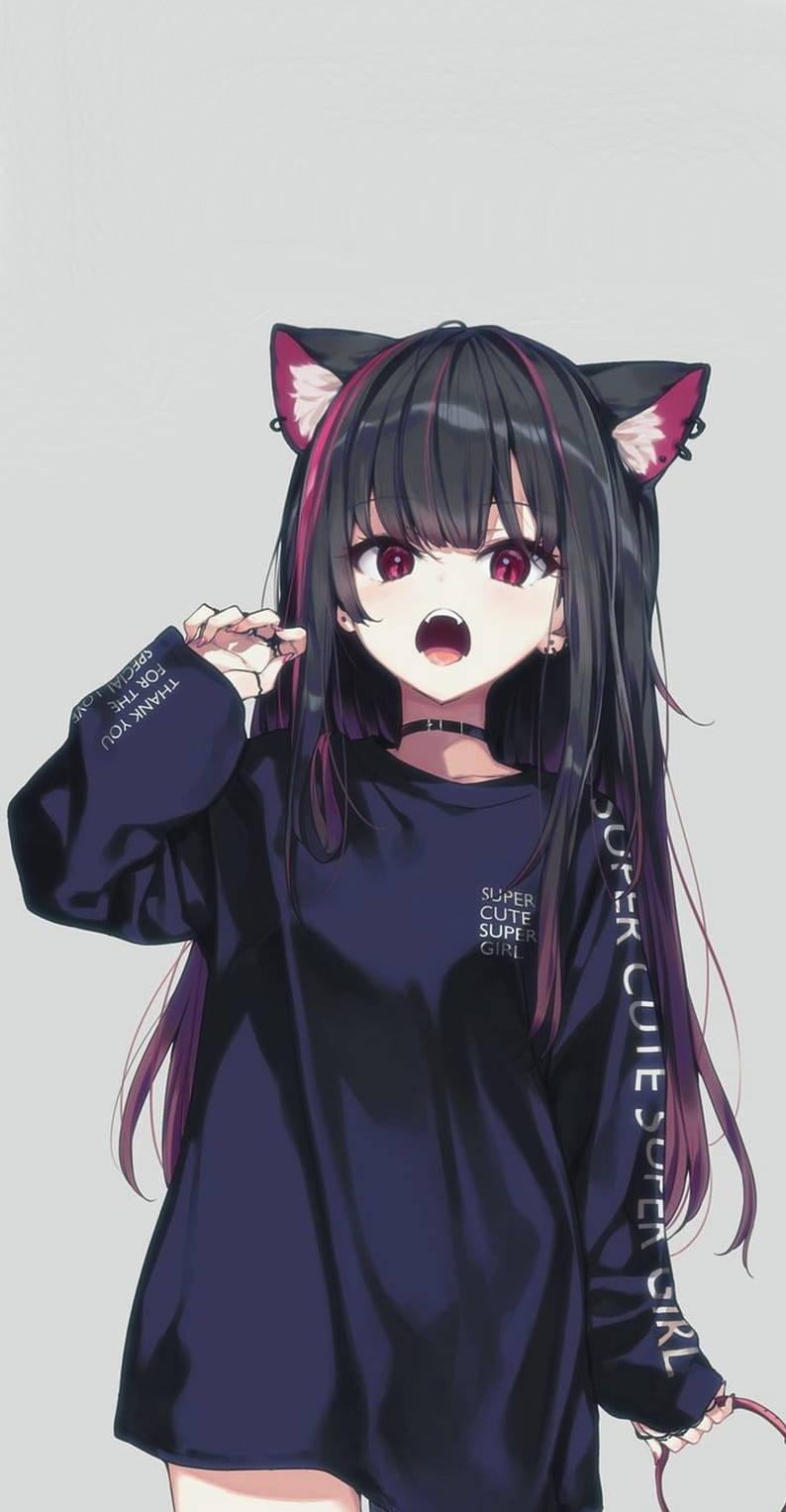 794x1527 Download Catching Up On Her Favorite Anime With Her Phone Wallpaper