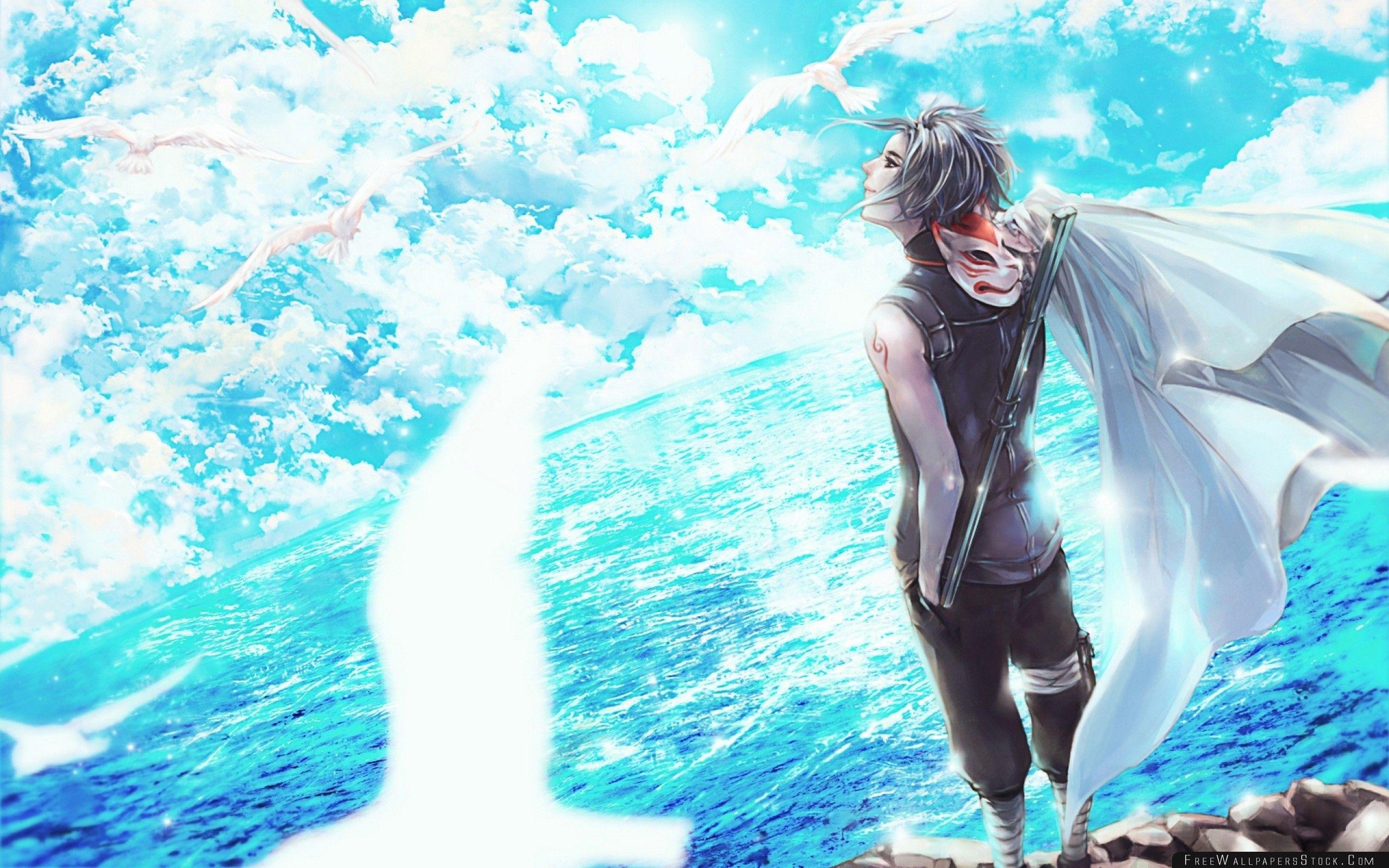 2560x1600 Naruto Kakashi Hatake Man Sea Wind Wallpaper