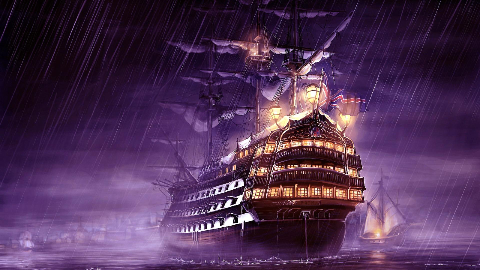 1920x1080 Ship in a Storm