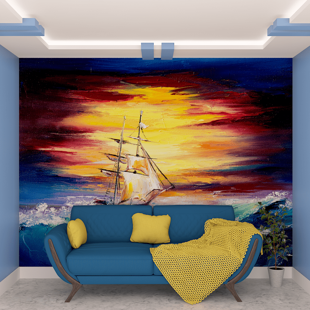 1024x1024 The Ship & the Storm Wallpaper / High Quality HP Woven WallPaper / siz