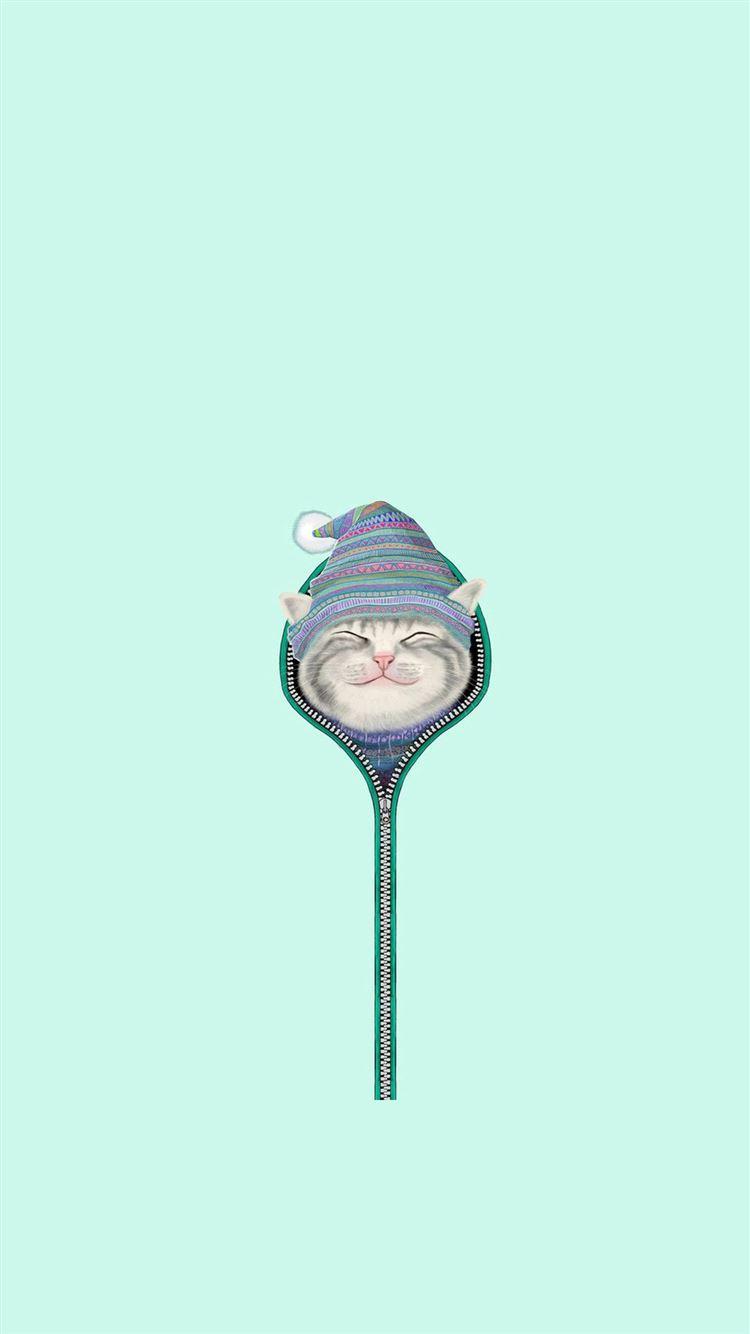 750x1334 Funny Cat Zipper Fur Cap Hat iPhone 8 Wallpaper Free Download