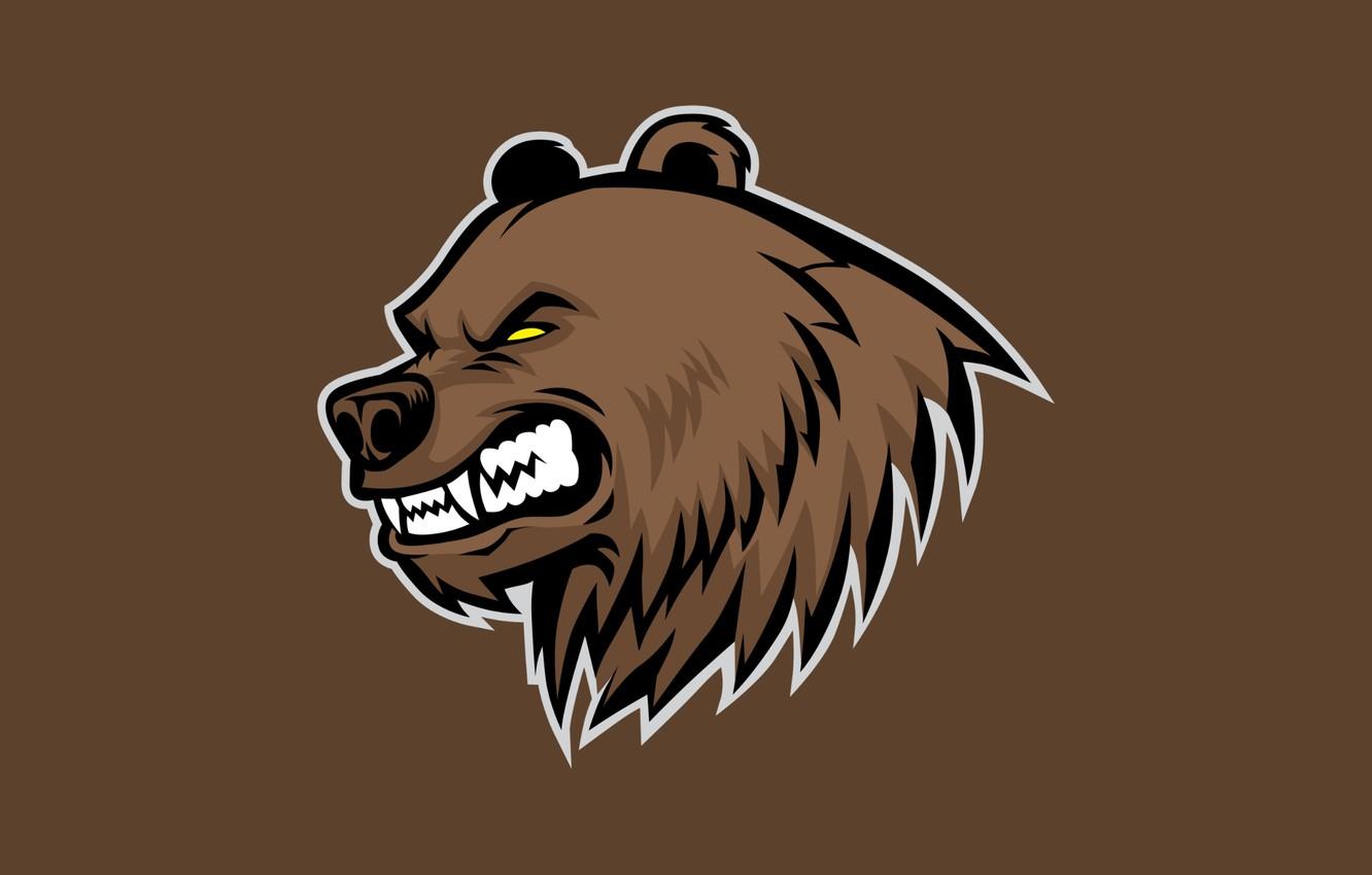 1332x850 Wallpaper Wallpaper, bear, grin, graphics, wallpaper, bear, brown background, display background, angry bear image for desktop, section разное