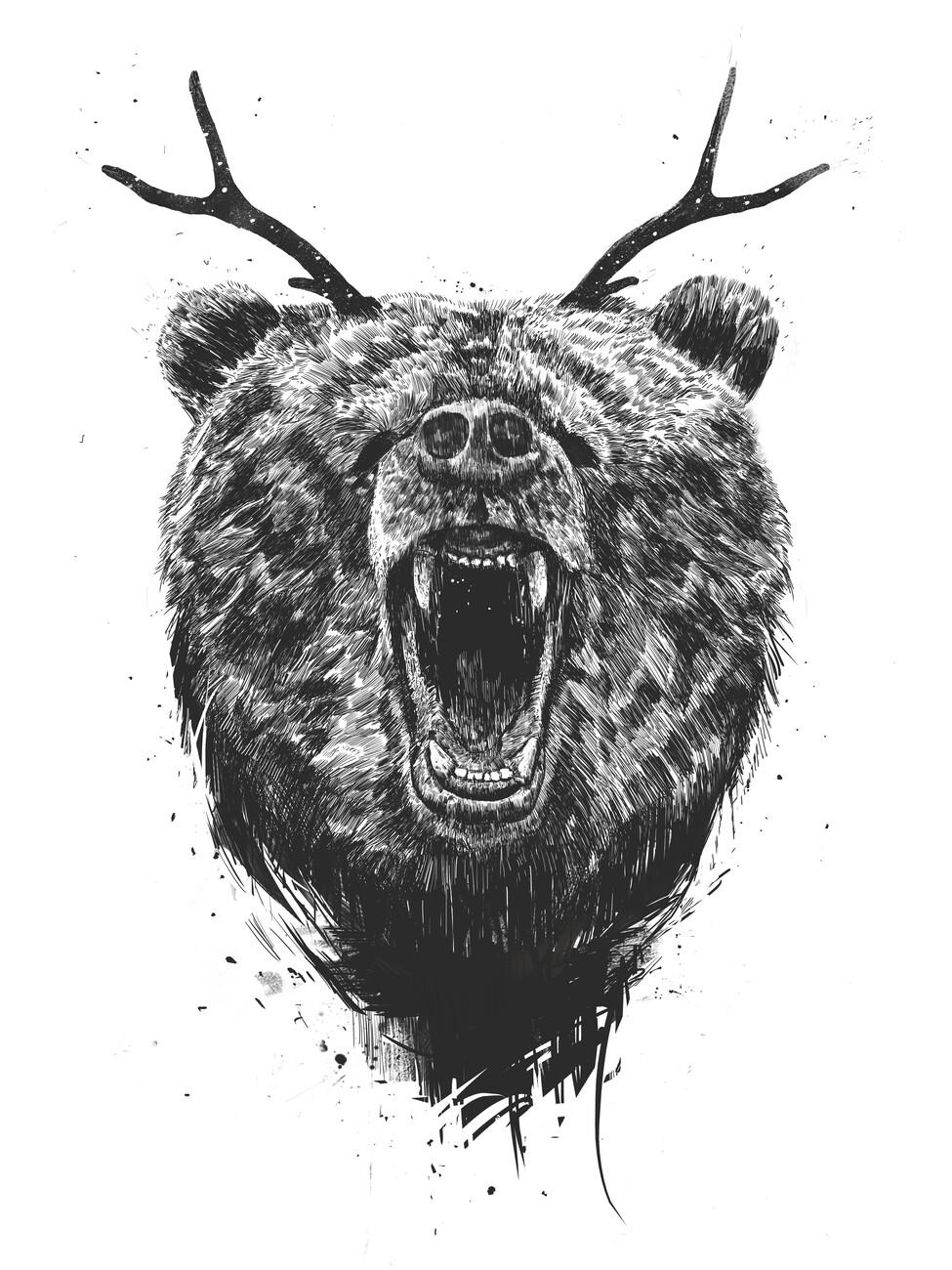 975x1300 Angry bear with antlers Wall Mural