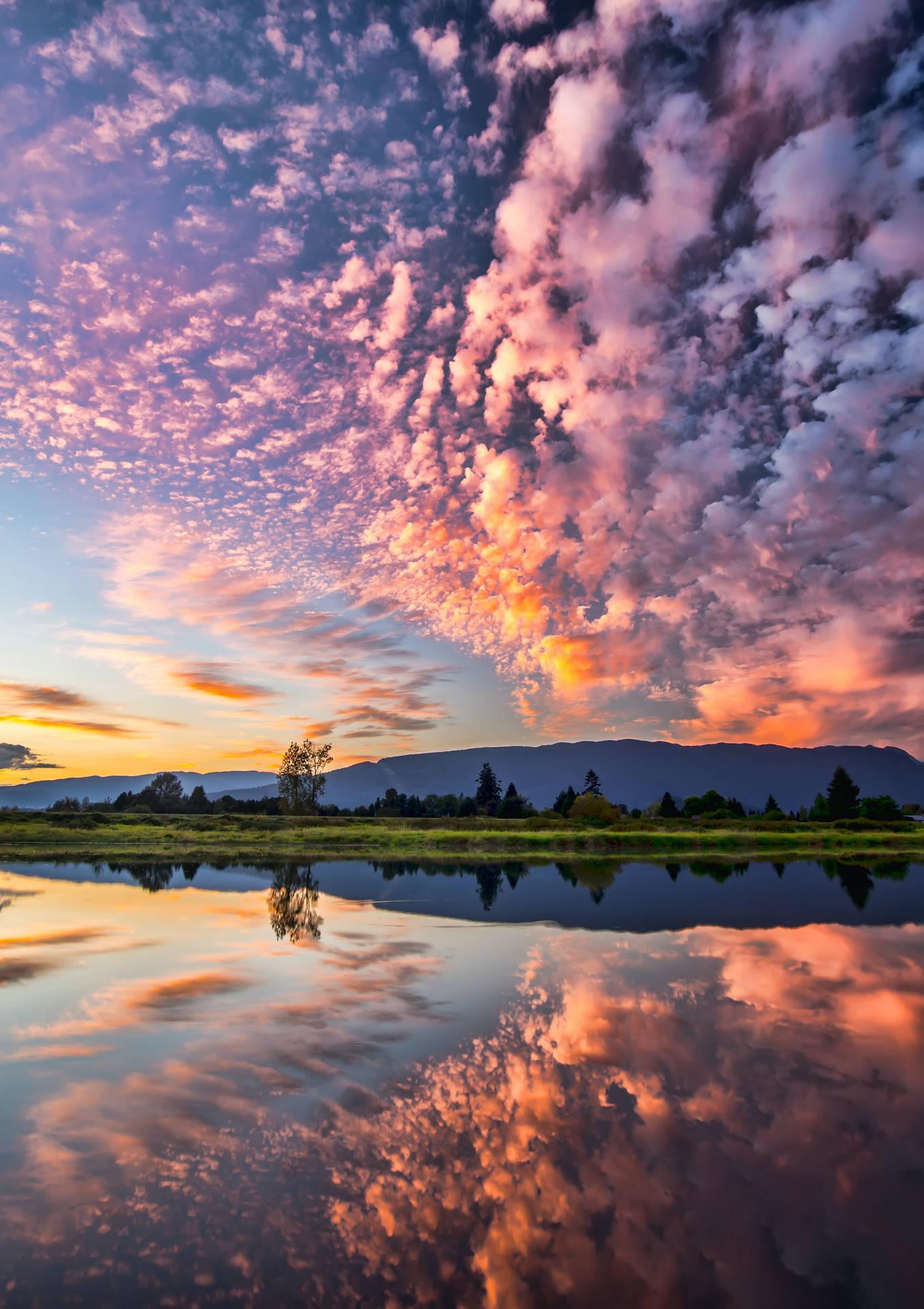 1356x1920 Download Vintage Aesthetic Clouds Lake Reflection Wallpaper