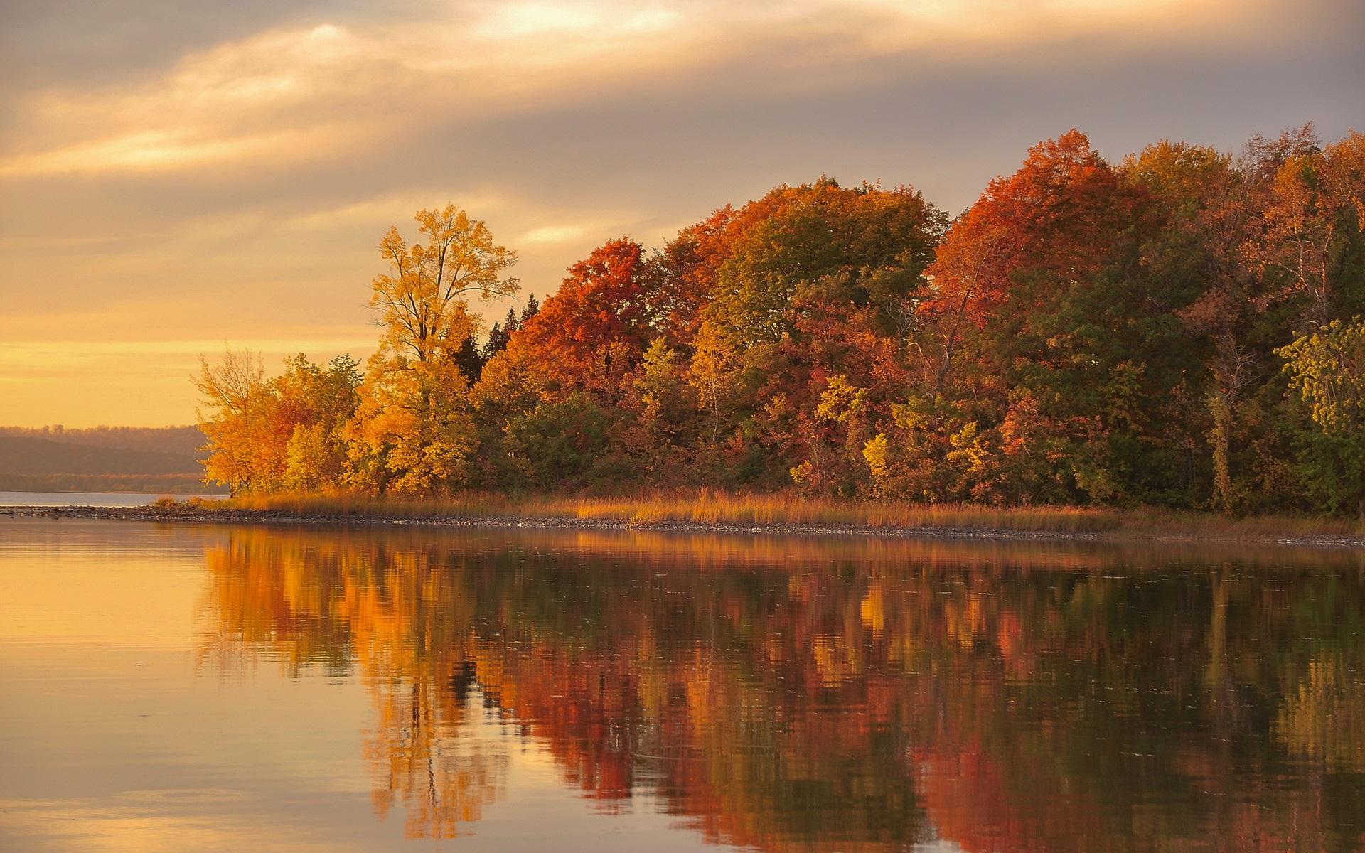 1920x1200 Wallpaper Dusk autumn, forest, lake, water reflection 1920x1200 HD Picture, Image