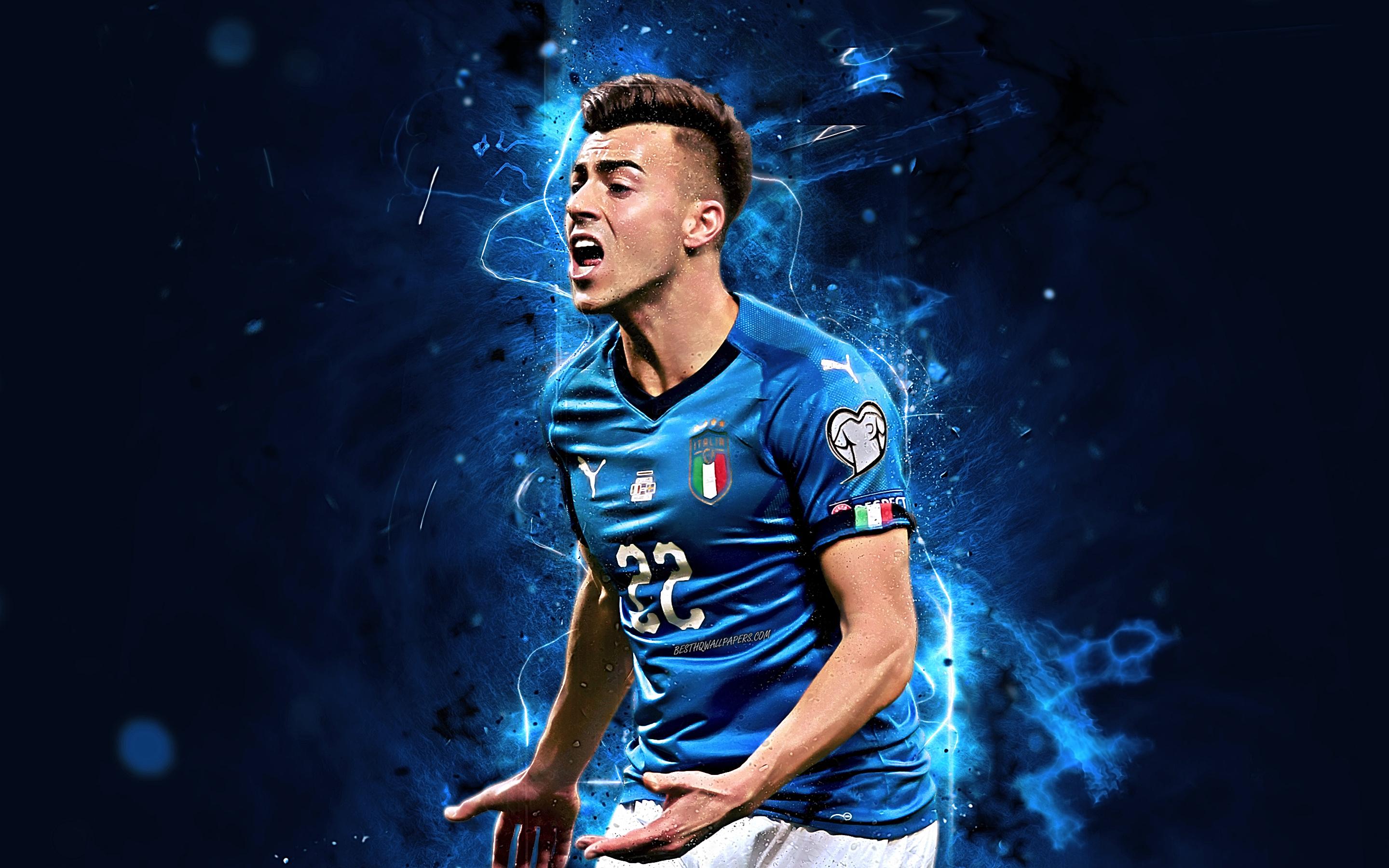 2880x1800 Download wallpaper Stephan El Shaarawy, abstract art, goal, Italy National Team, football, fan art, El Shaarawy, soccer, neon lights, Italian football team for desktop with resolution 2880x1800. High Quality HD picture wallpaper