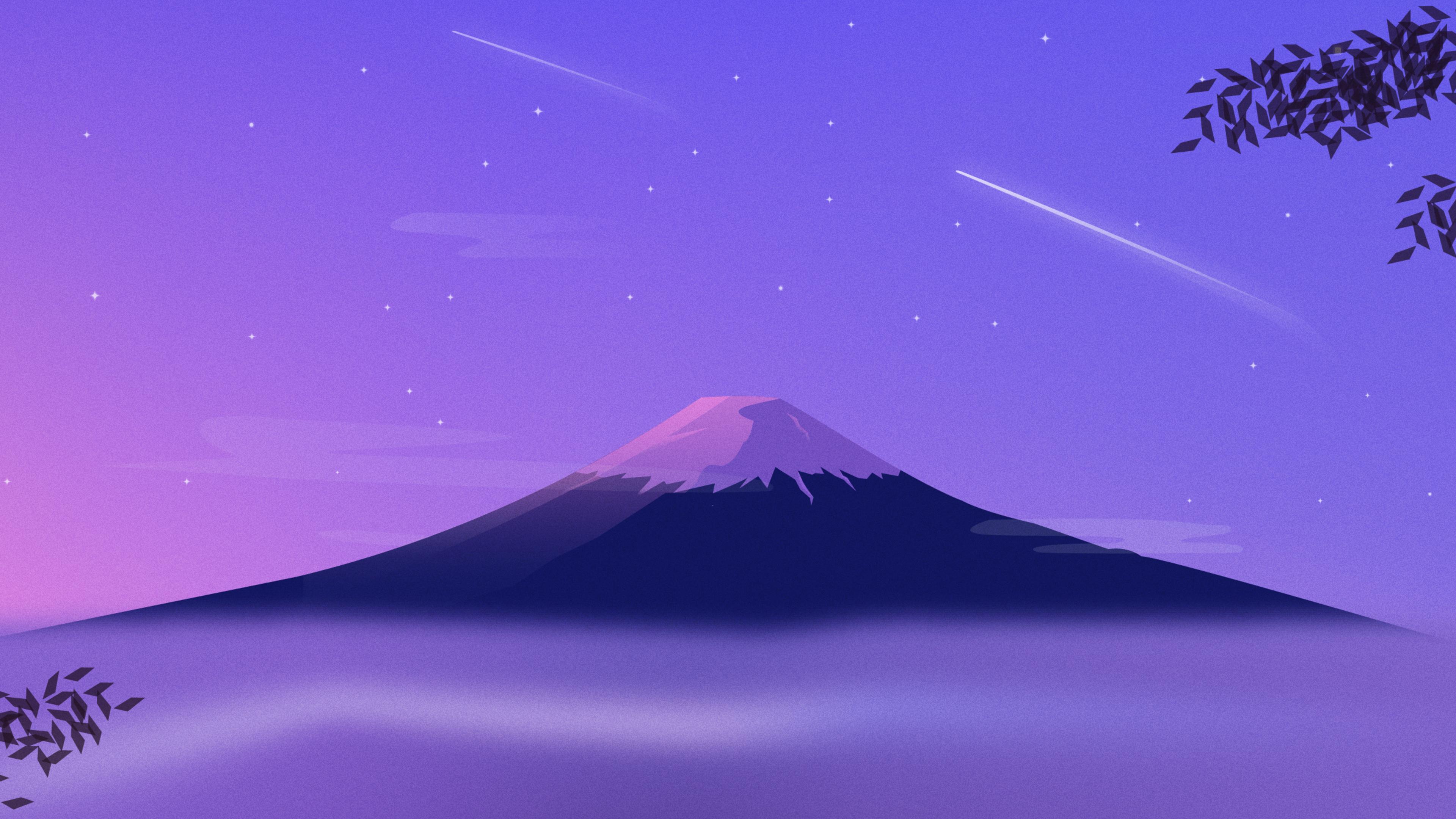 3840x2160 Mount Fuji Purple Wallpaper