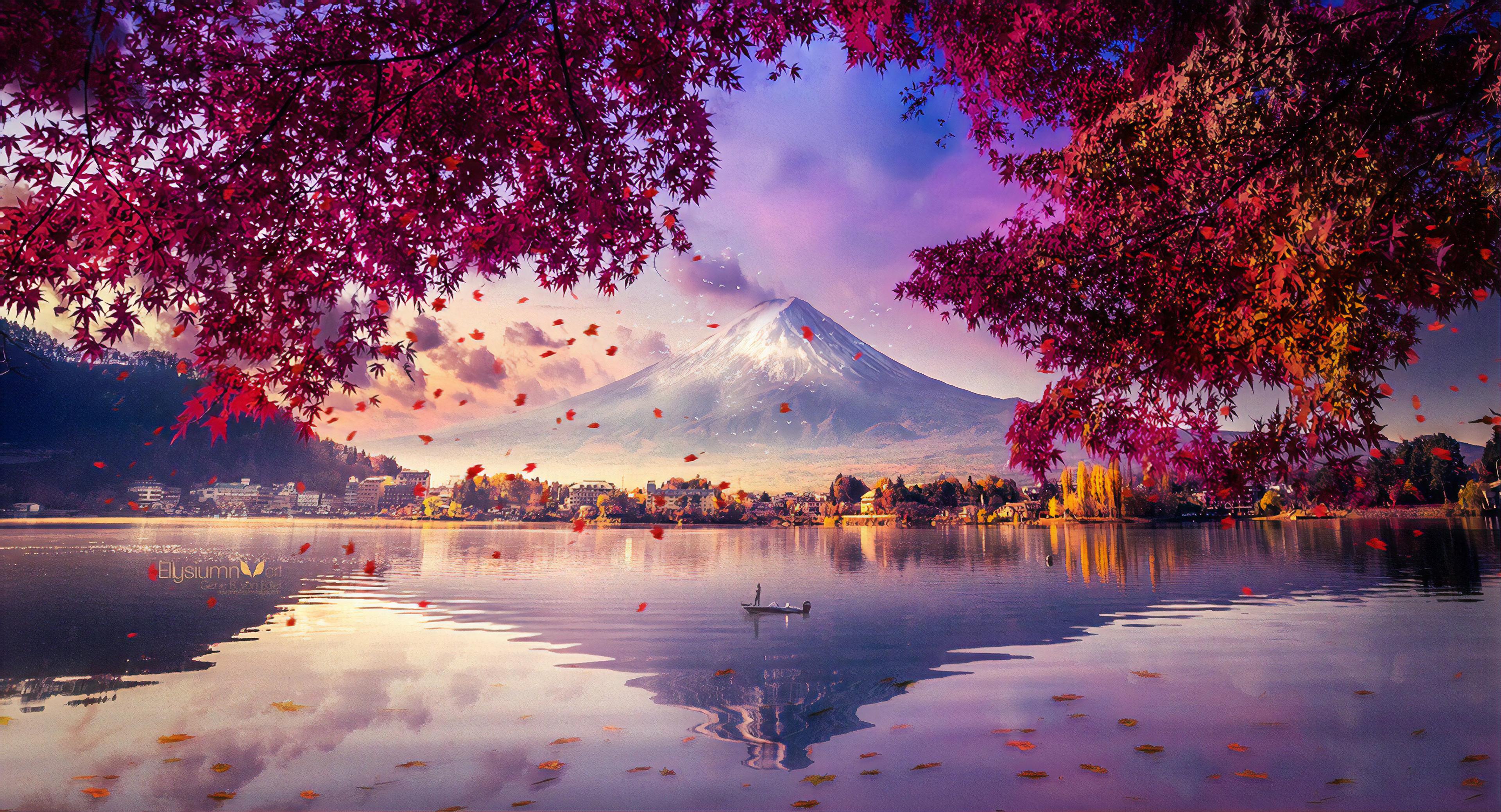 3840x2079 Wallpaper Mount Fuji, Mountain, Nature, Natural Landscape, Reflection, Background Free Image