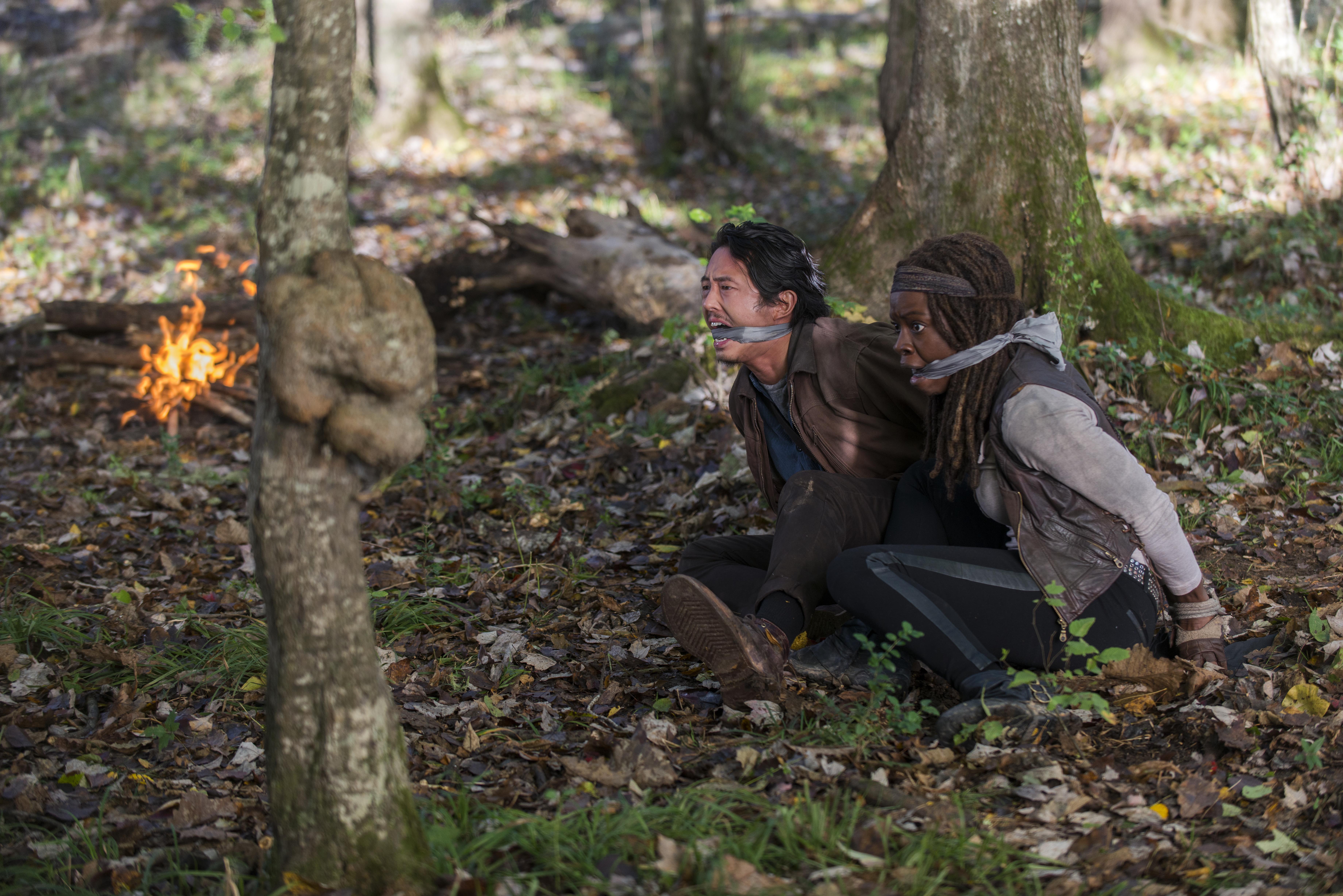 7360x4912 HD desktop wallpaper: Tv Show, The Walking Dead, Glenn Rhee, Steven Yeun, Michonne (The Walking Dead), Danai Gurira download free picture
