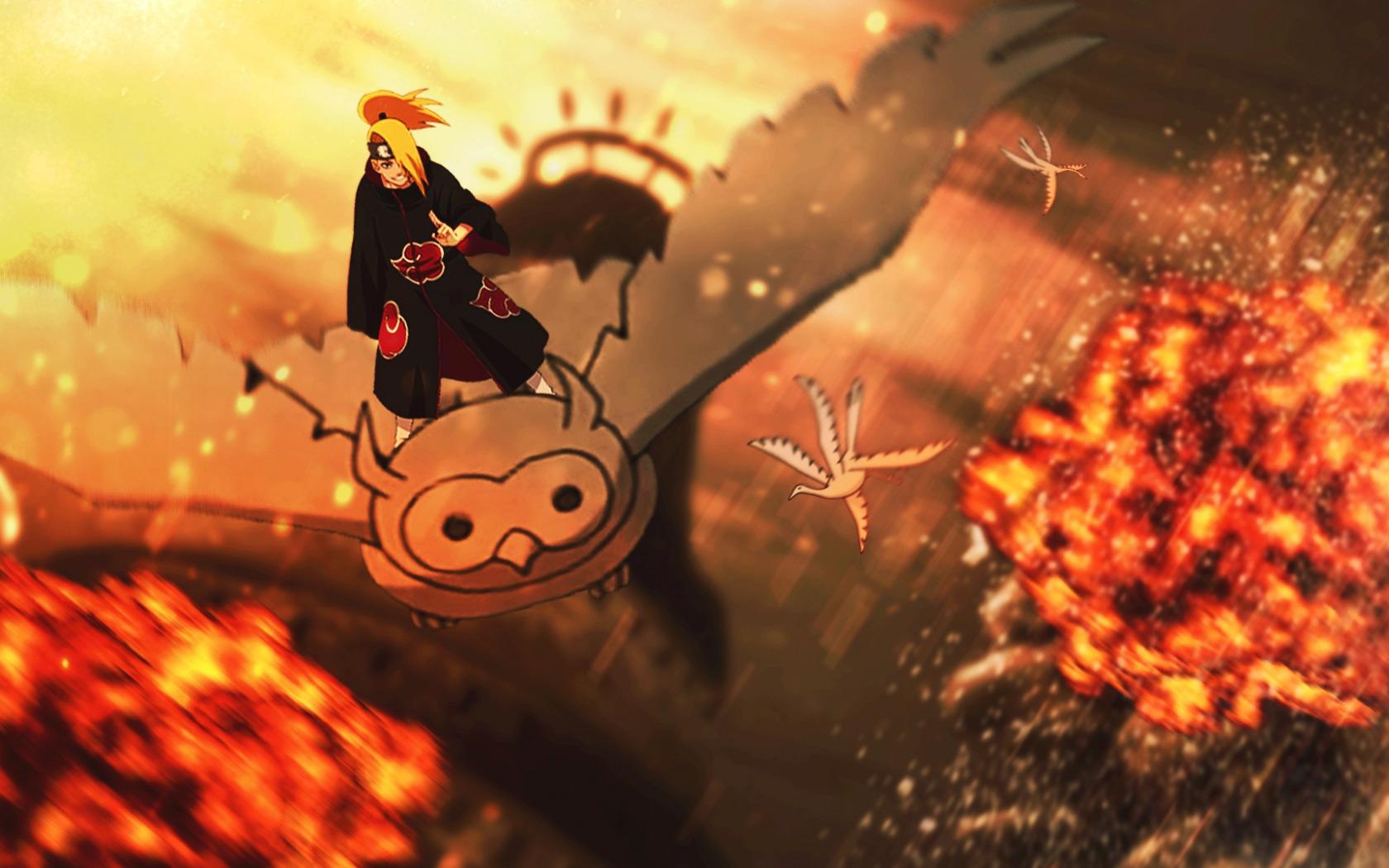 1680x1050 Download wallpaper the explosion, naruto, naruto, akatsuki, akatsuki, Deidara, deidara, naruto shipuden, naruto shipuden, Sand Hidden Village, akatsuki deidara, Hidden Sand Village, Sunagakure no Sato, akatsuki deidara, section art in resolution 1680x1050
