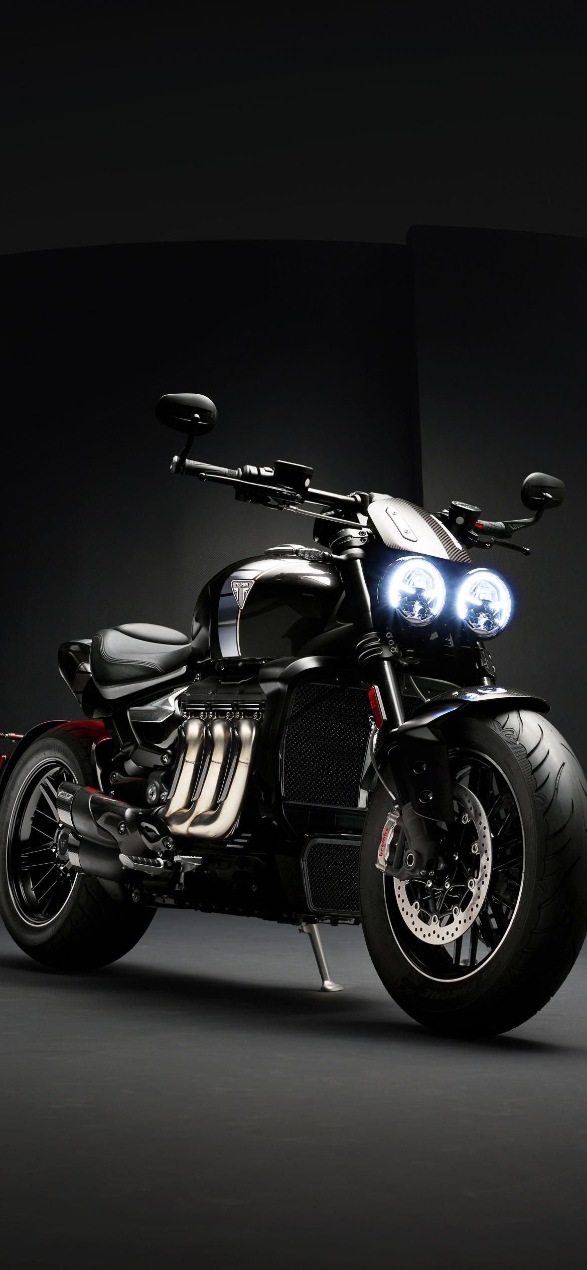 1170x2532 Triumph Rocket 3 TFC Wallpaper 4K, Black, Dark background, Bikes