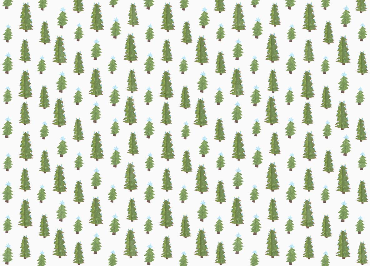 1184x852 Childs drawing tiny green Christmas trees on white background