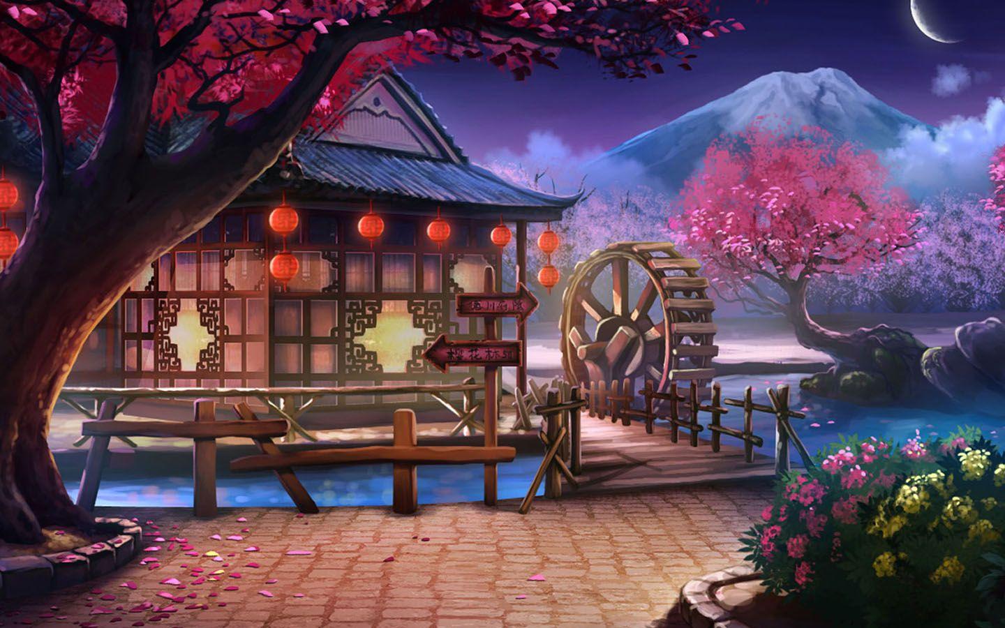 1440x900 Japan Landscape Anime Wallpaper