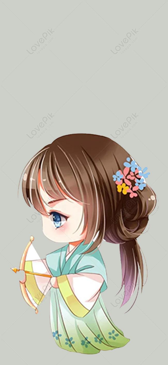 650x1407 Cartoon Cute Girl Mobile Wallpaper Image Free Download