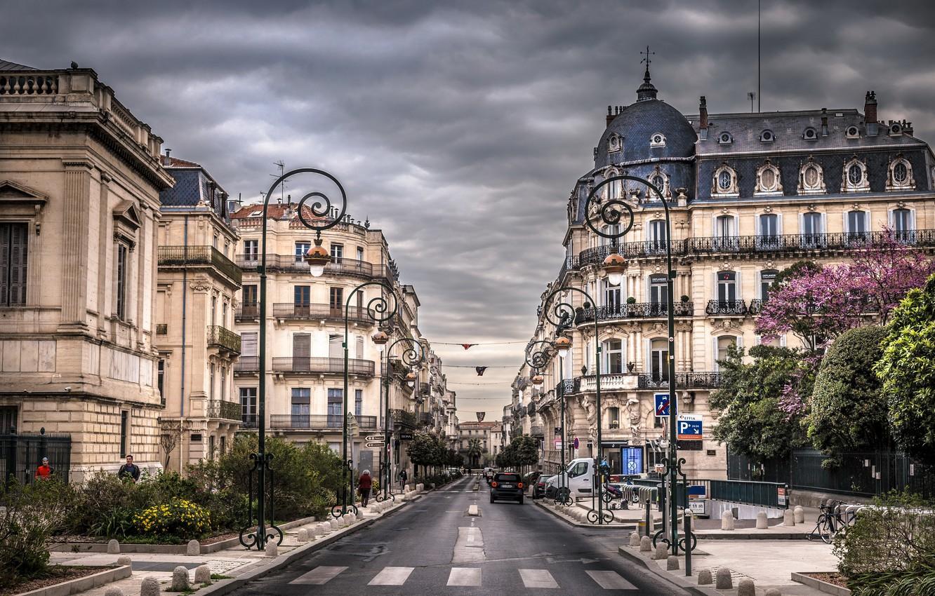 1332x850 Wallpaper the city, street, Montpellier image for desktop, section город