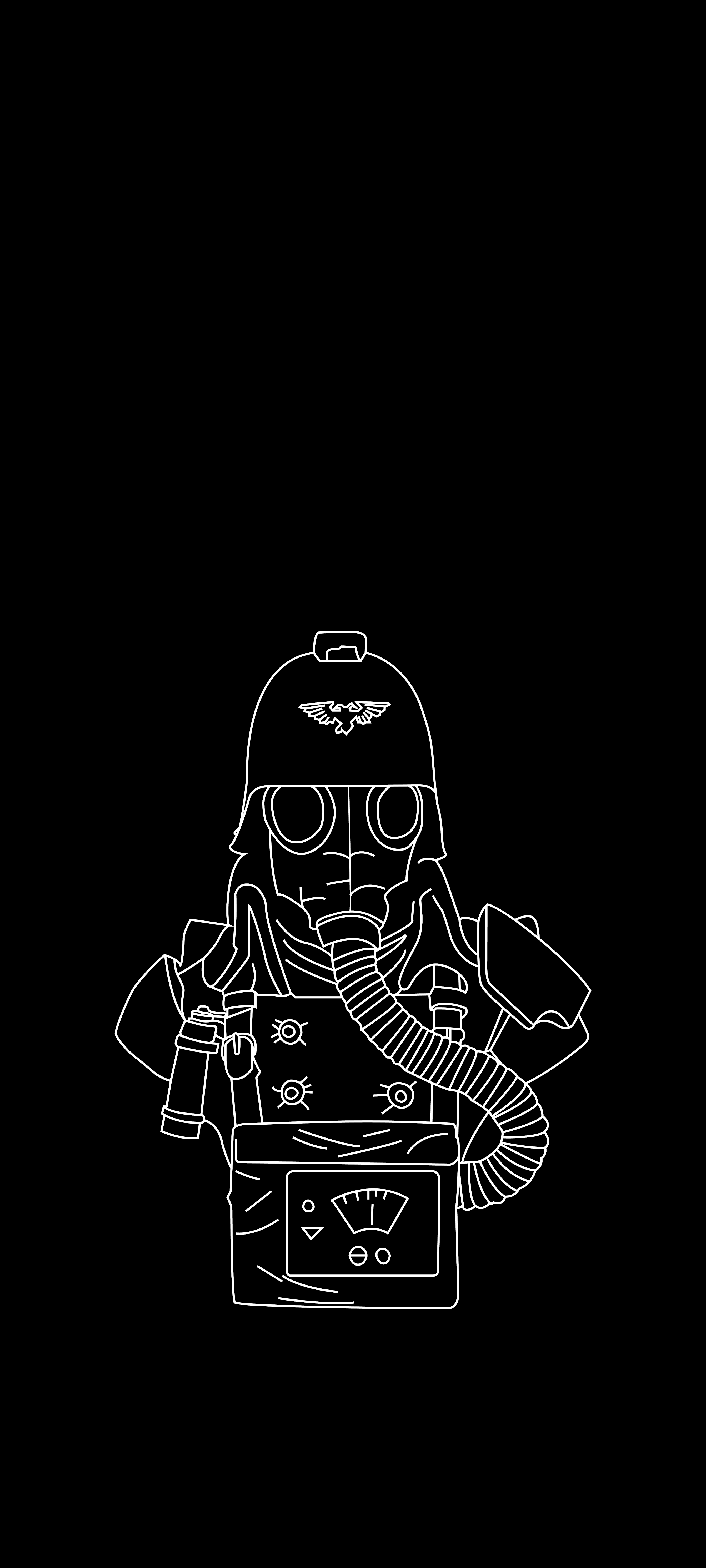 2683x5962 I made a minimalist wallpaper of a Death Korps of Krieg infantryman