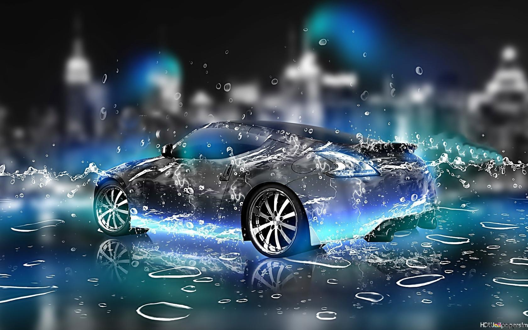 1680x1050 Gray sport car racing in rain HD wallpaper download