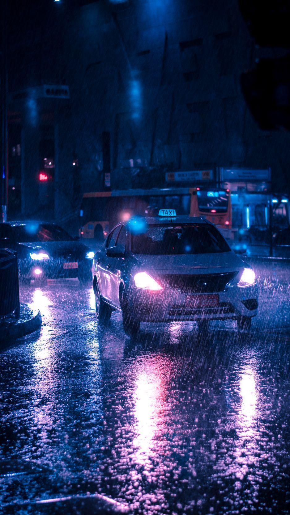 938x1668 Rainy Car Wallpaper