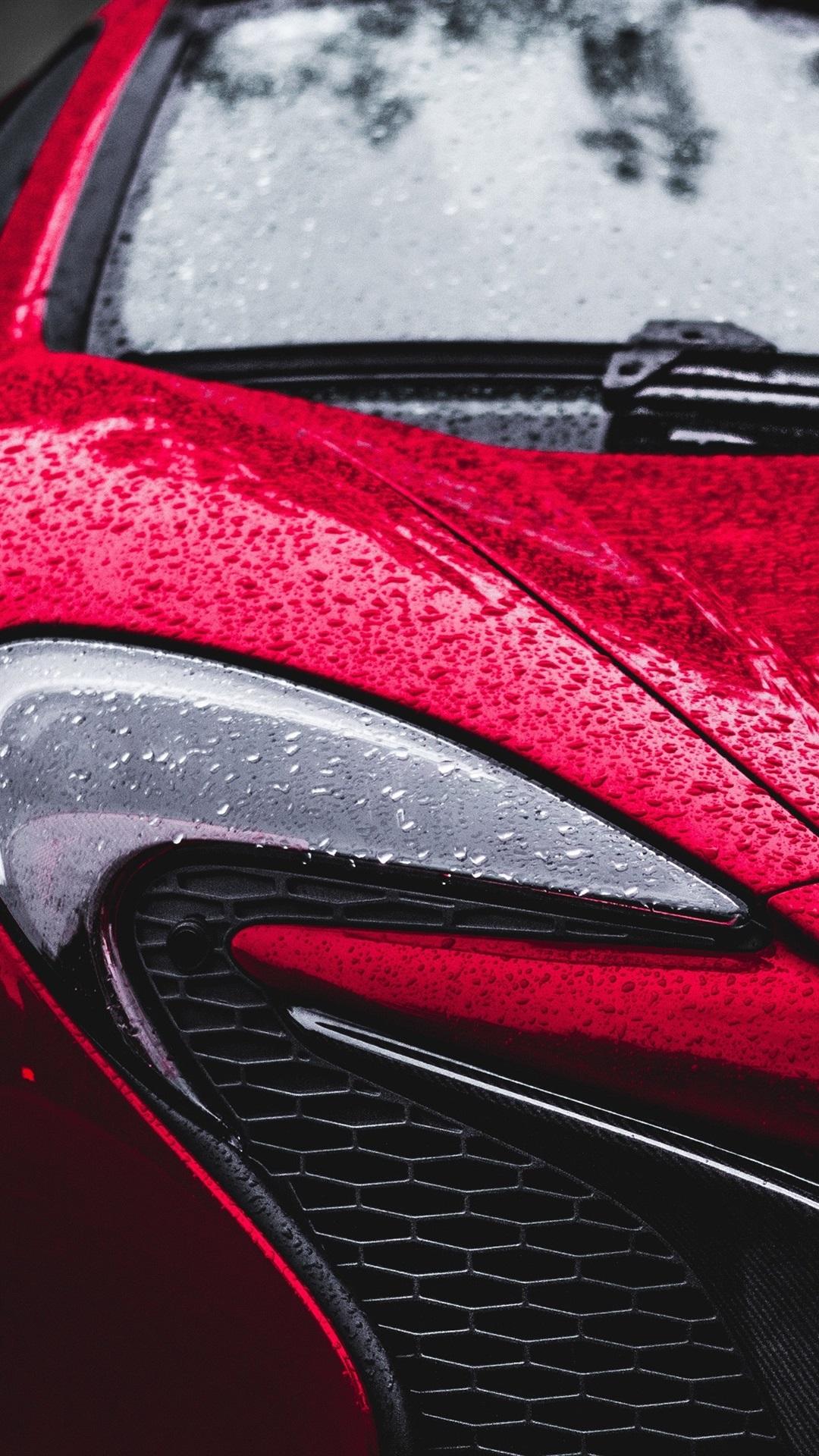 1080x1920 McLaren Red Car Front View, Headlight, After Rain, Water Drops 1080x1920 IPhone 8 7 6 6S Plus Wallpaper, Background, Picture, Image