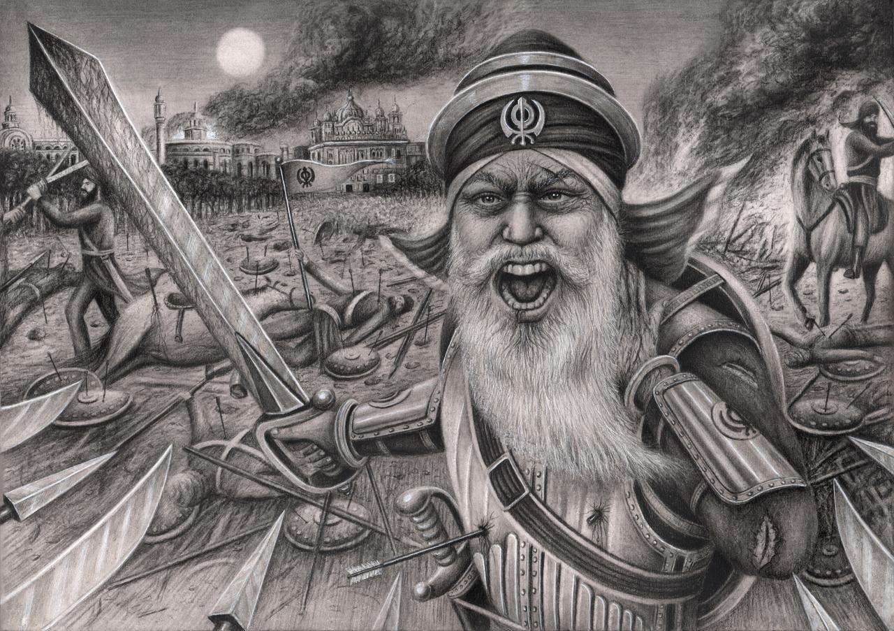 1280x903 jap Ji drew a line on the ground with his khanda, and asked only those who were willing to fight and die to cross the line. All of the