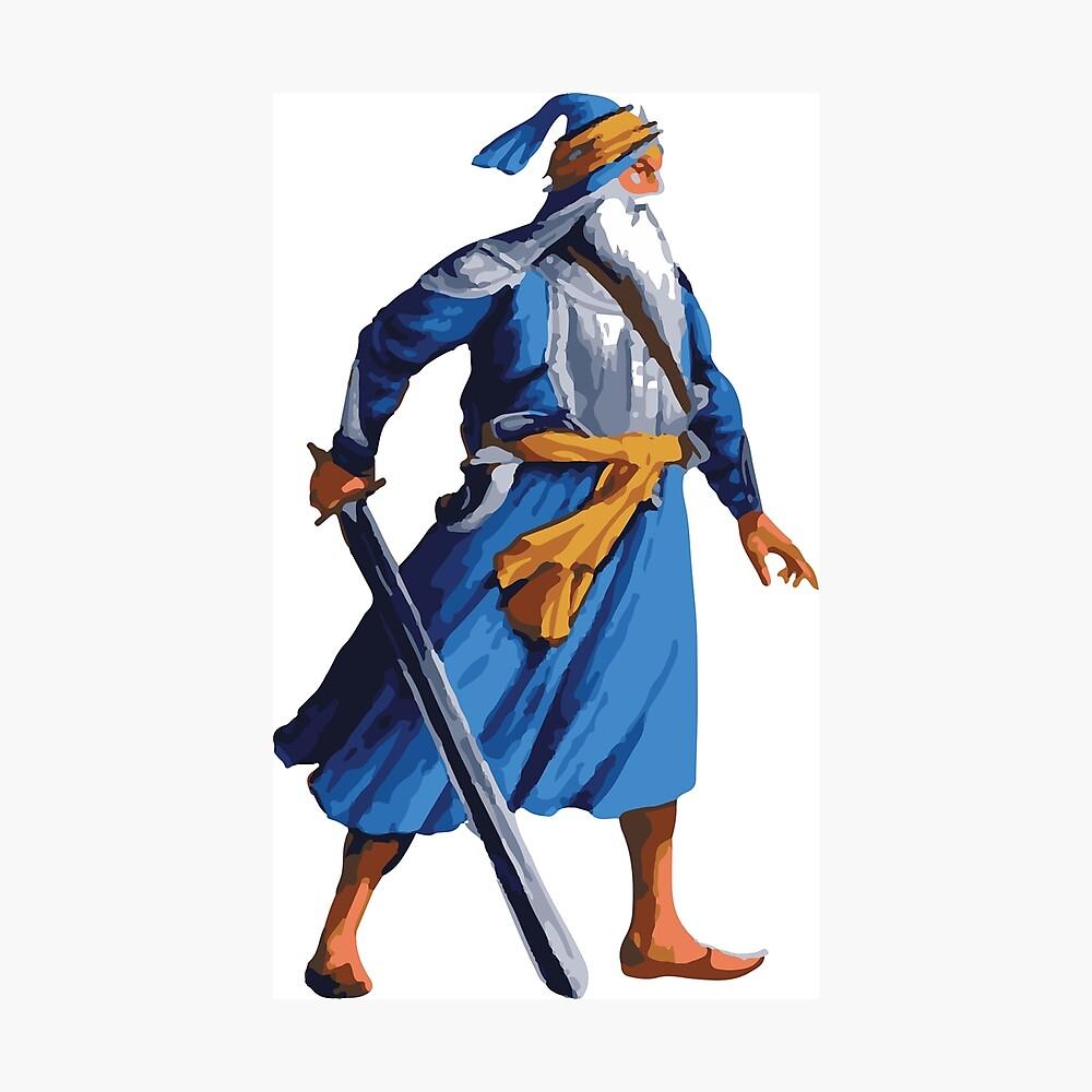 Cornice Religiosa Con Stampa Digitale Baba Deep Singh Ji - Oro, 27,94 X 35,56 Cm, Retro In Velluto, Perfetta Per Casa O Ufficio