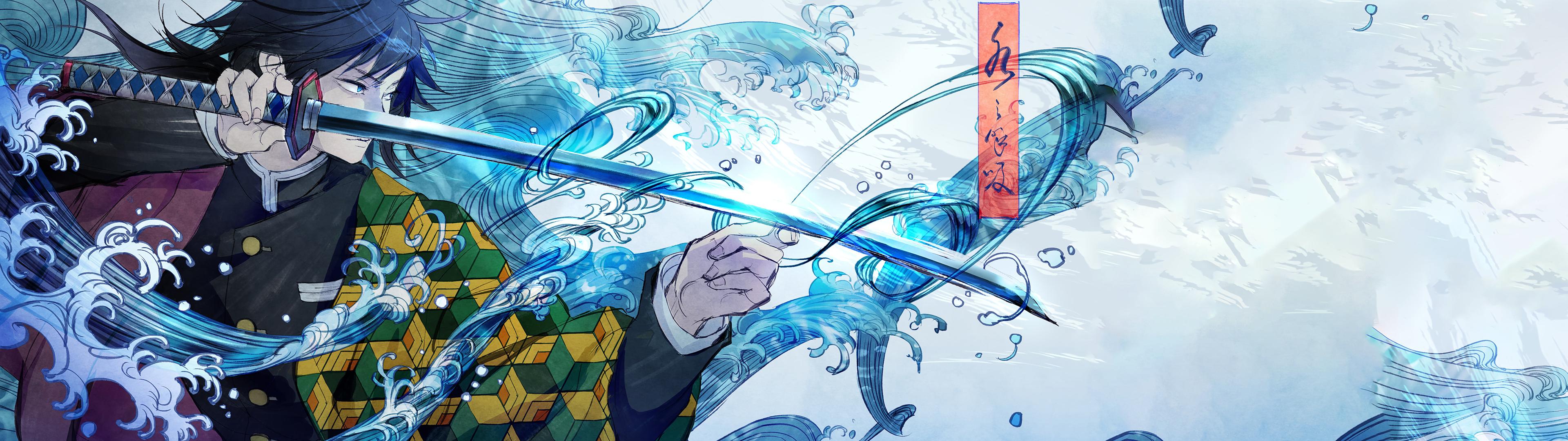 3840x1080 Demon Slayer Dual Monitor Wallpaper