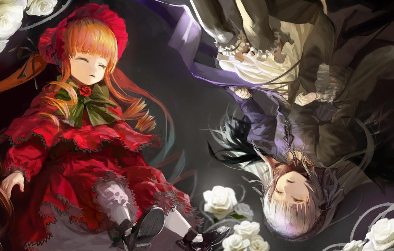 1332x850 Wallpaper light, sleep, white roses, Suigintou, Rozen Maiden, Shinku image for desktop, section арт