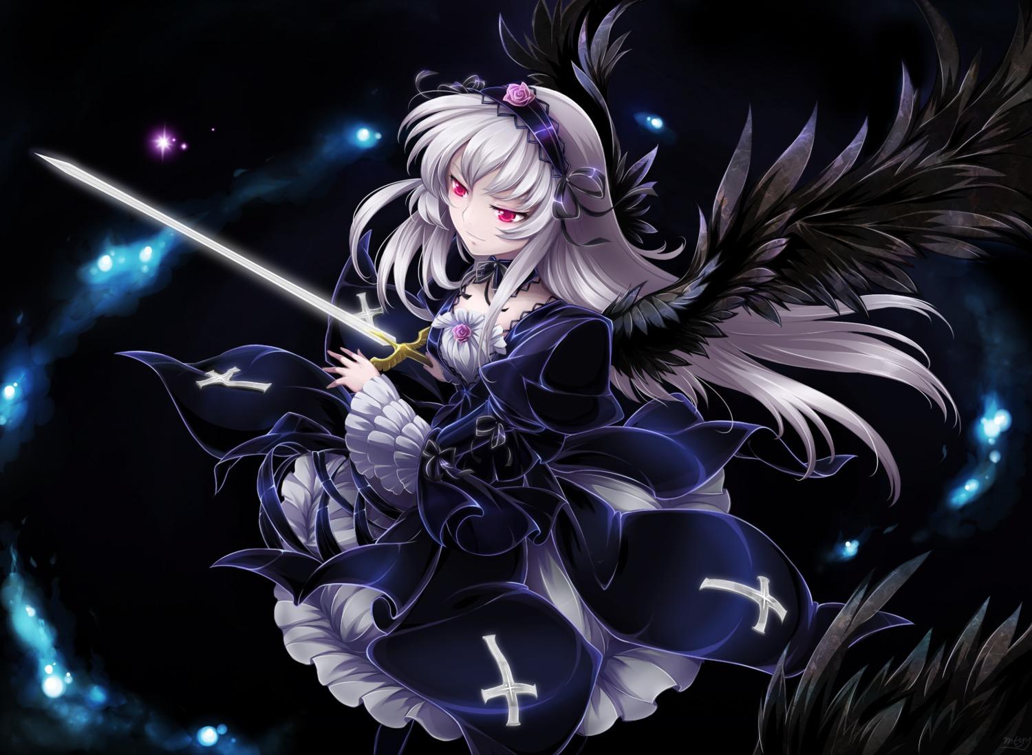 1500x1098 mtyy rozen maiden suigintou dress sword wallpaper wings