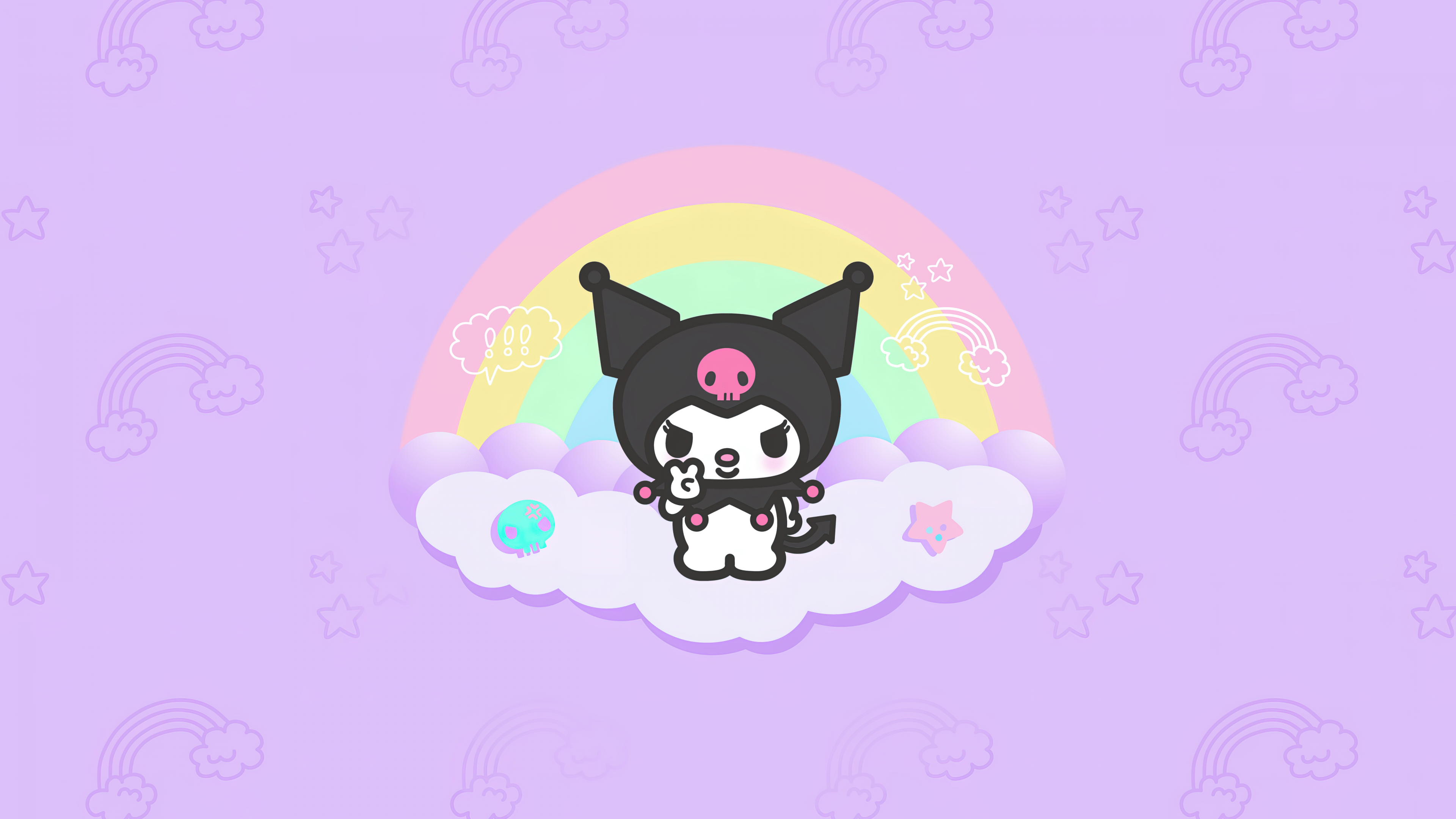 3840x2160 Kuromi Wallpaper 4K, Hello Kitty, Black jester hat