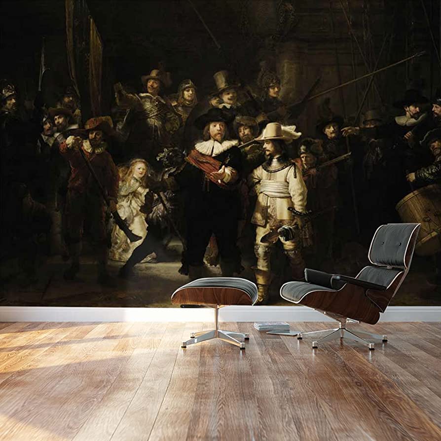 894x894 wall26 Night Watch by Rembrandt Van Rijn Golden Age Painter and Stick Large Wall Mural, Removable Wallpaper, Home Decor inches