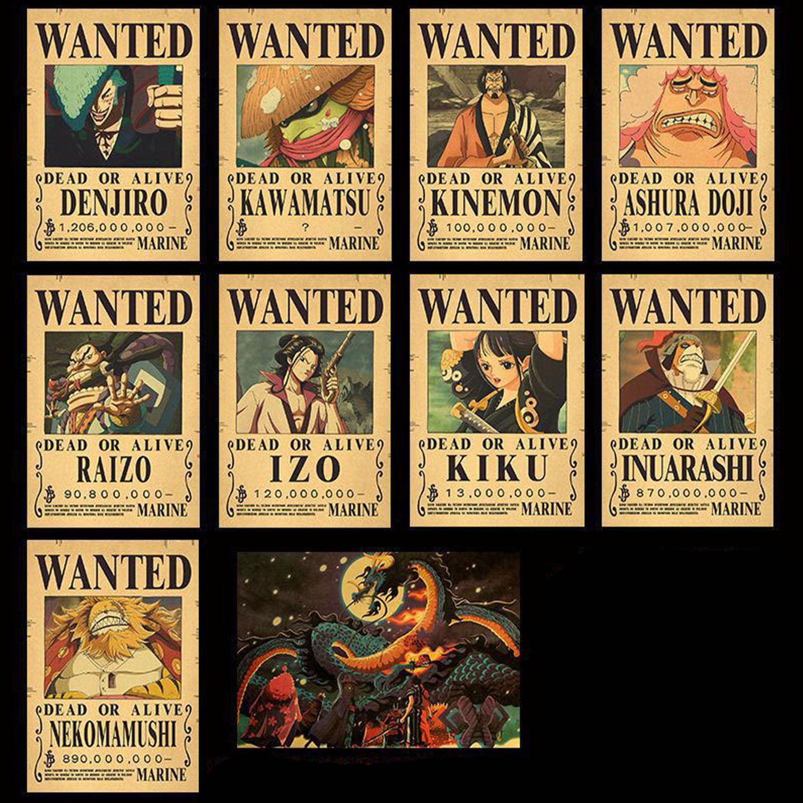 1601x1601 DraggmePartty Anime Poster One Piece Luffy Wanted Poster Paper Wall Decor Living Room Bedroom Home Decoration