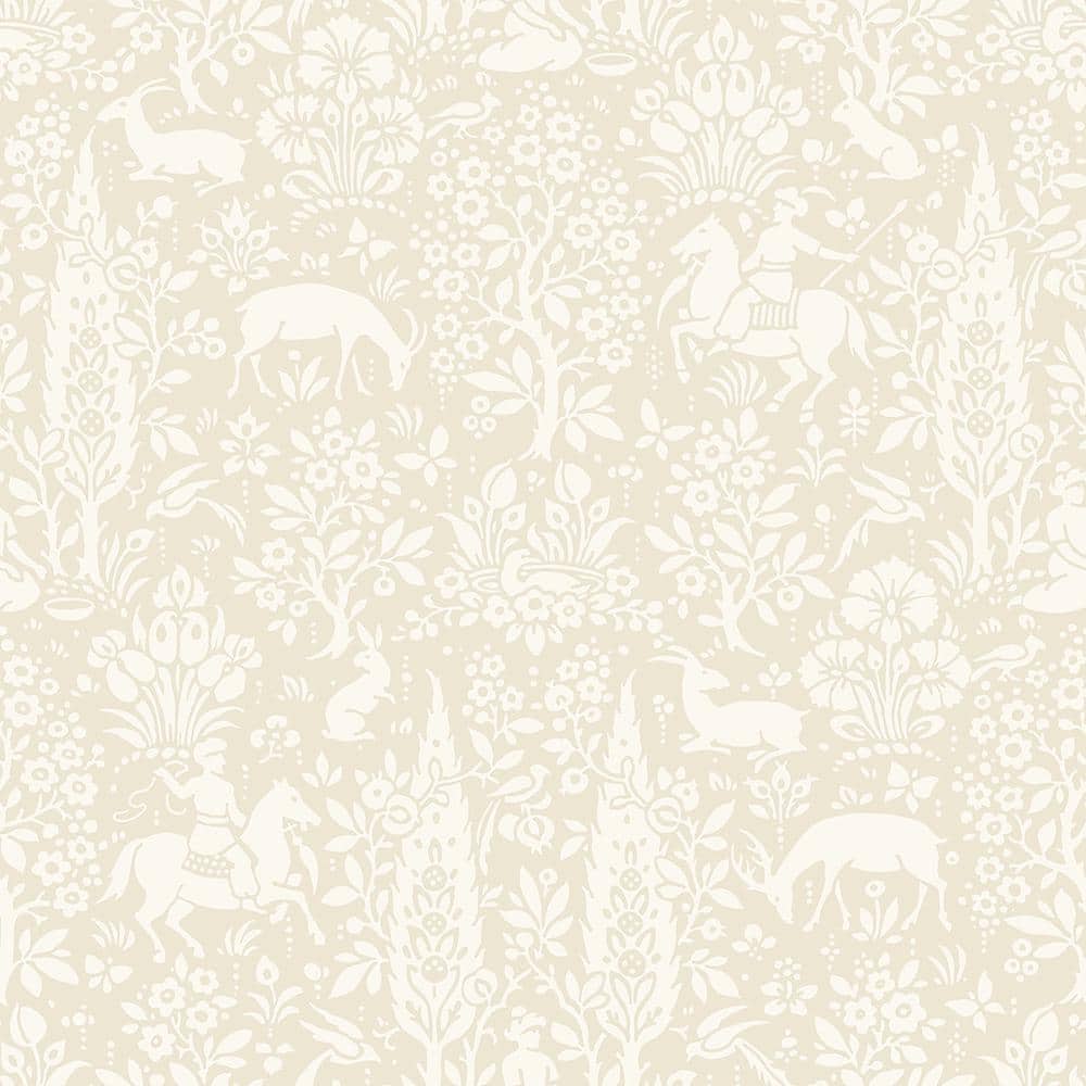 1000x1000 Crown Sherwood Cream Woodland Peelable Wallpaper (Covers 56.4 sq. ft.) M1165 Home Depot