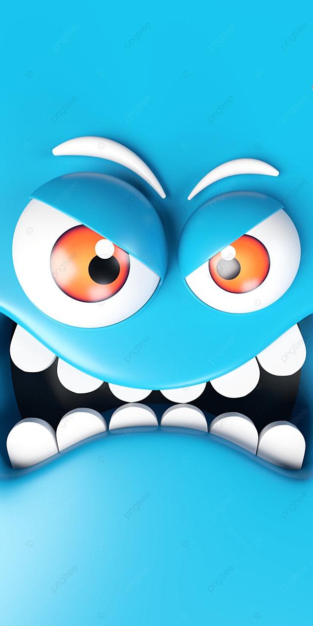 640x1280 Blue Cartoon Angry Face Wallpaper For Your Phone 3D Illustration Background Wallpaper Image For Free Download