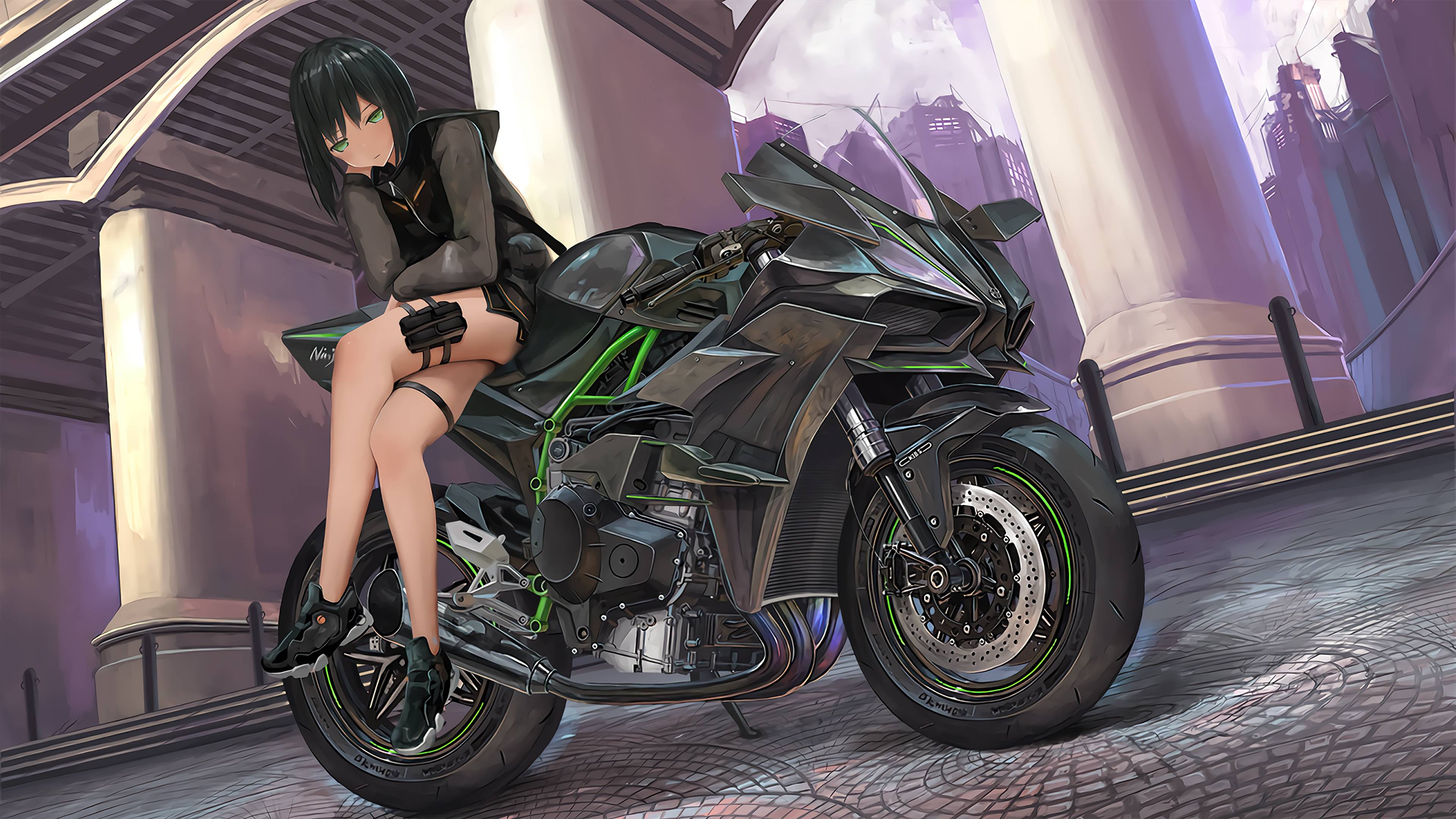 3840x2160 Anime Girl Kawasaki H2r 4k Wallpaper, HD Anime Wallpaper, 4k Wallpaper, Image, Background, Photos and Picture