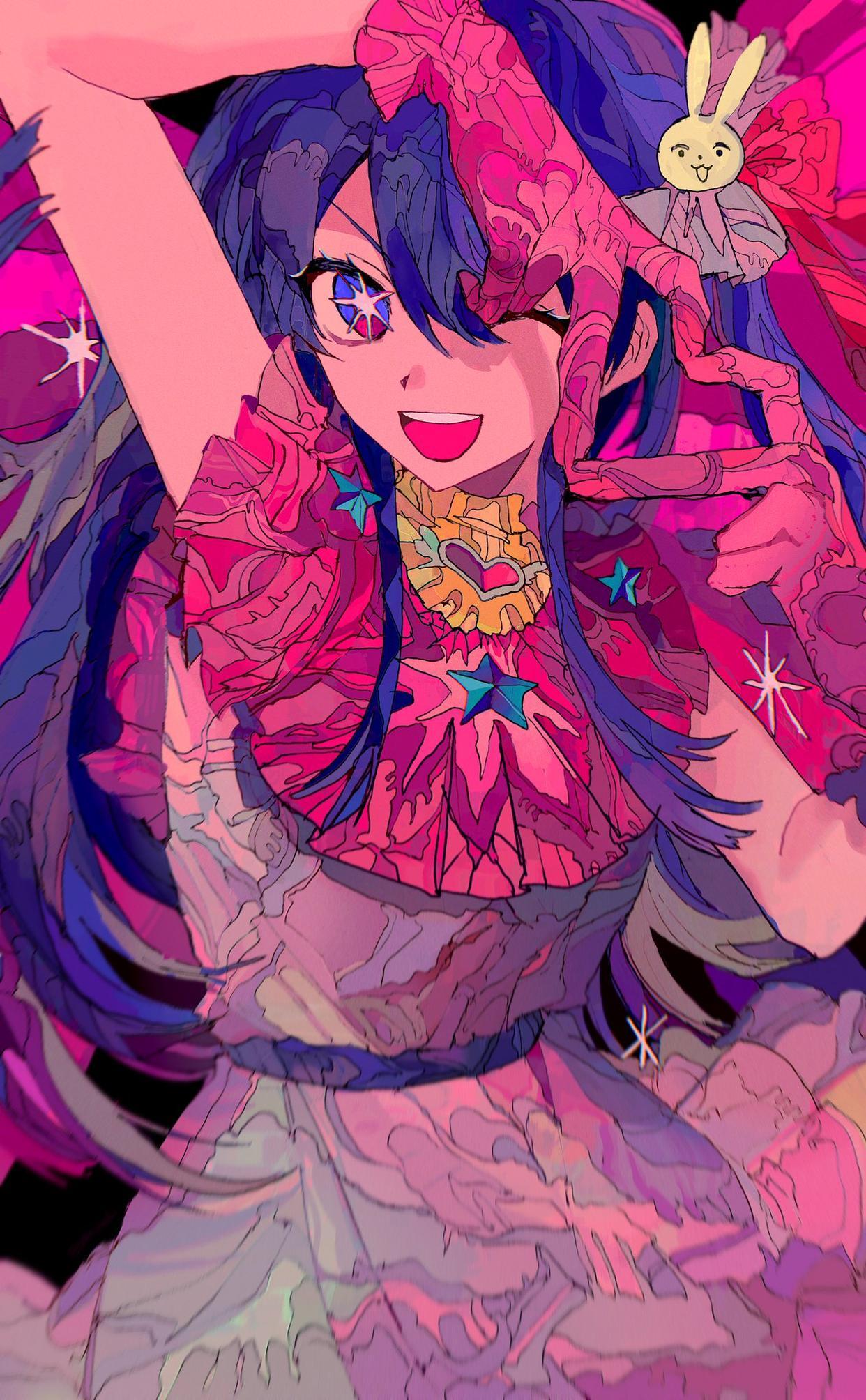 1242x2008 Oshi No Ko Anime Girls Portrait Display Wink One Eye Closed Smiling Dress Purple Dress Ai Hoshino Lo Wallpaper:1242x2008