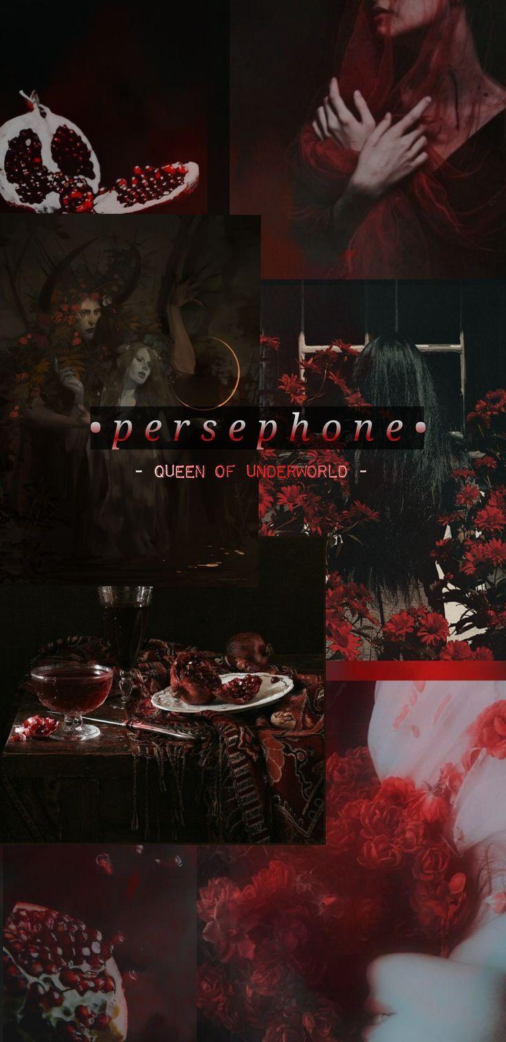 736x1513 persephone goddes #queen #underworld #red #pomegrante #hades #wallpaper #aesthetic. Underworld, Persephone, Wallpaper