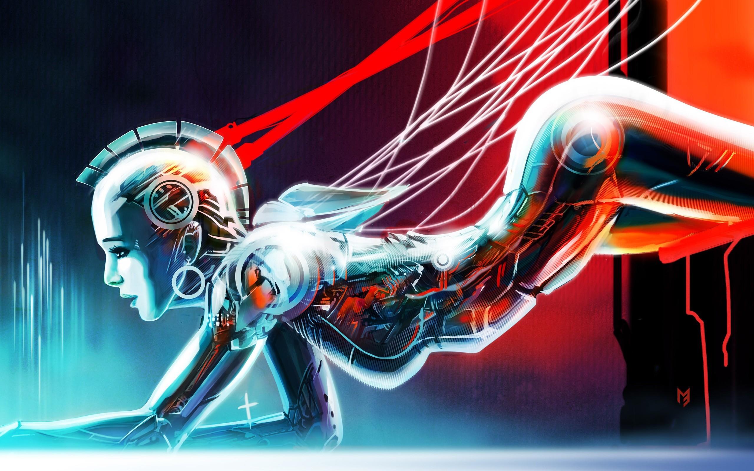 2560x1600 artwork, Wires, Gynoid, Steampunk, Robot Wallpaper HD / Desktop and Mobile Background